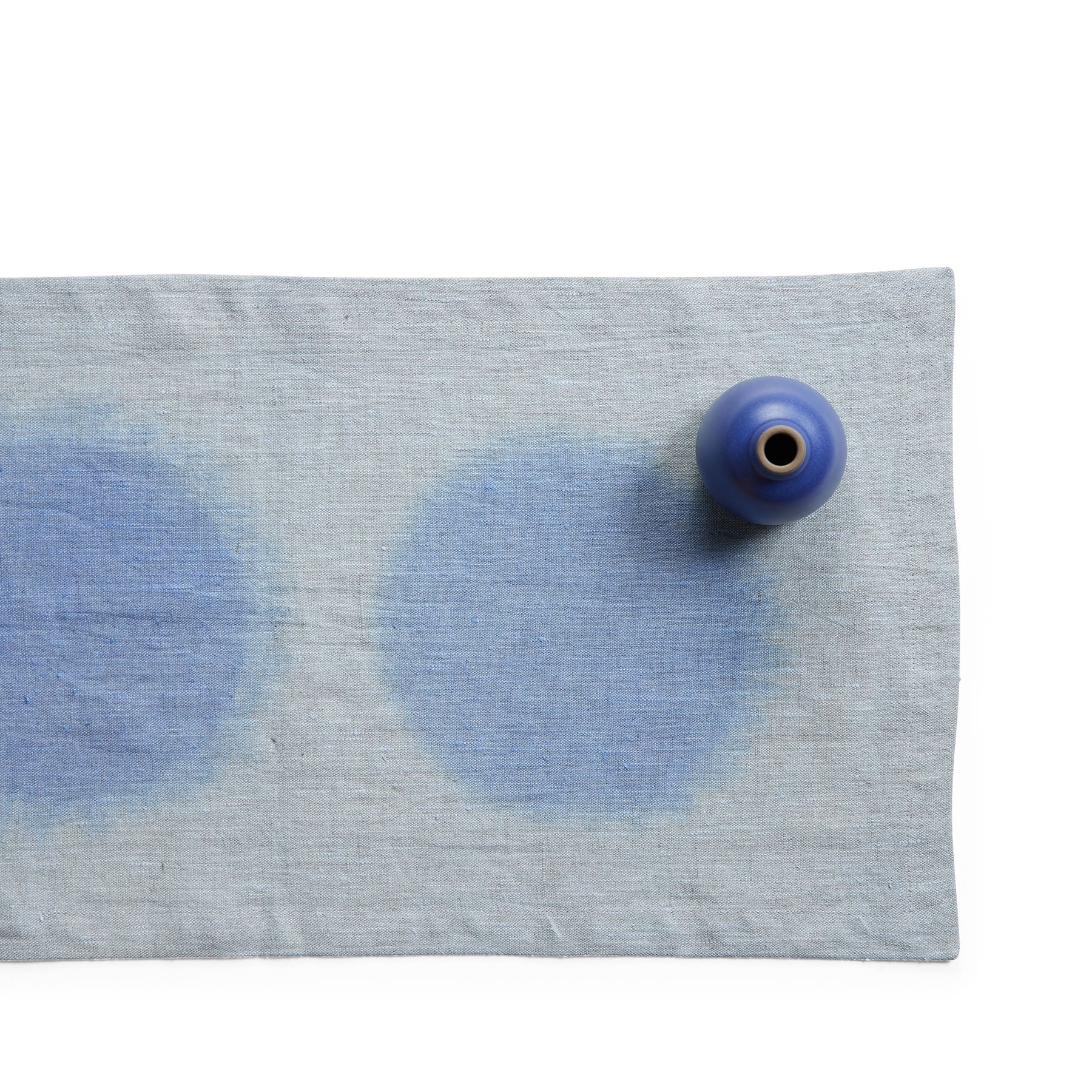 Hand Painted Linen Circle Table Runner - Glacier Blue Boho Home Decor for Dining Table, Coffee Table, and Kitchen Island - Perfect for Farmhouse, Rustic, and Scandinavian Style Decorations
