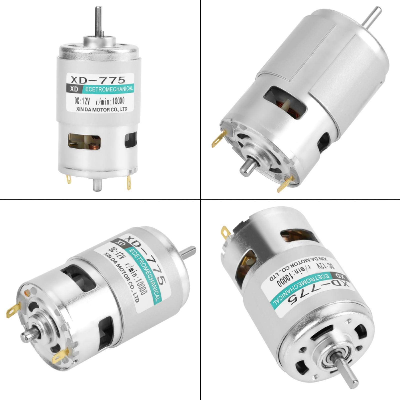 XD-775 12V DC High Speed Motor 10000RPM with Double Ball Bearings - Low Noise Gear Motor for Small Lathes, Precision Machinery & Battery Cars | Ideal for DIY Projects, Robotics & Power Tools