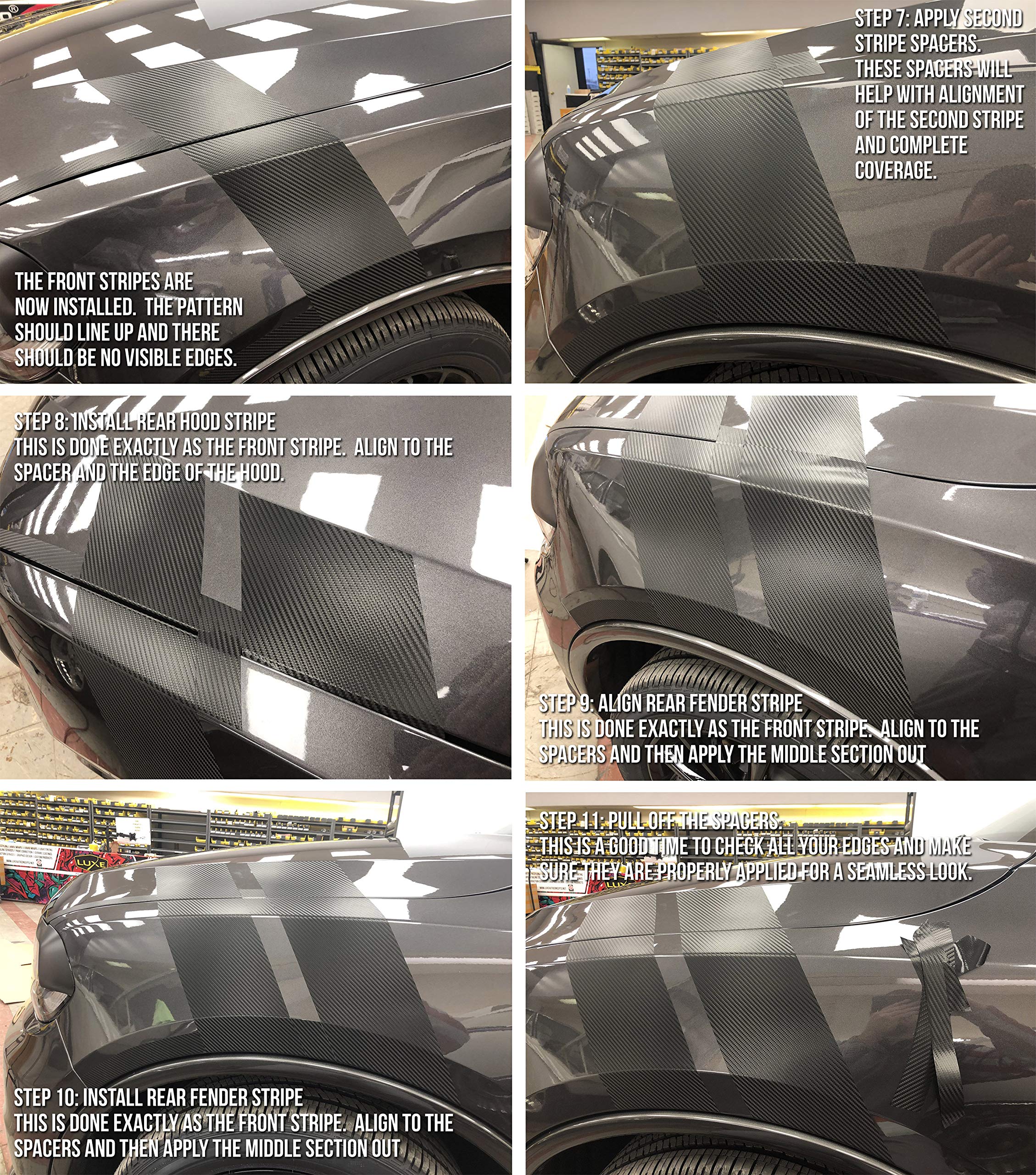 2014+ Dodge Durango Carbon Fiber Fender Hash Stripe Decal Kit - Pair for Both Sides - Durable Vinyl Decals for Car Exterior Customization - Perfect for Off-Road & Street Style Enhancement
