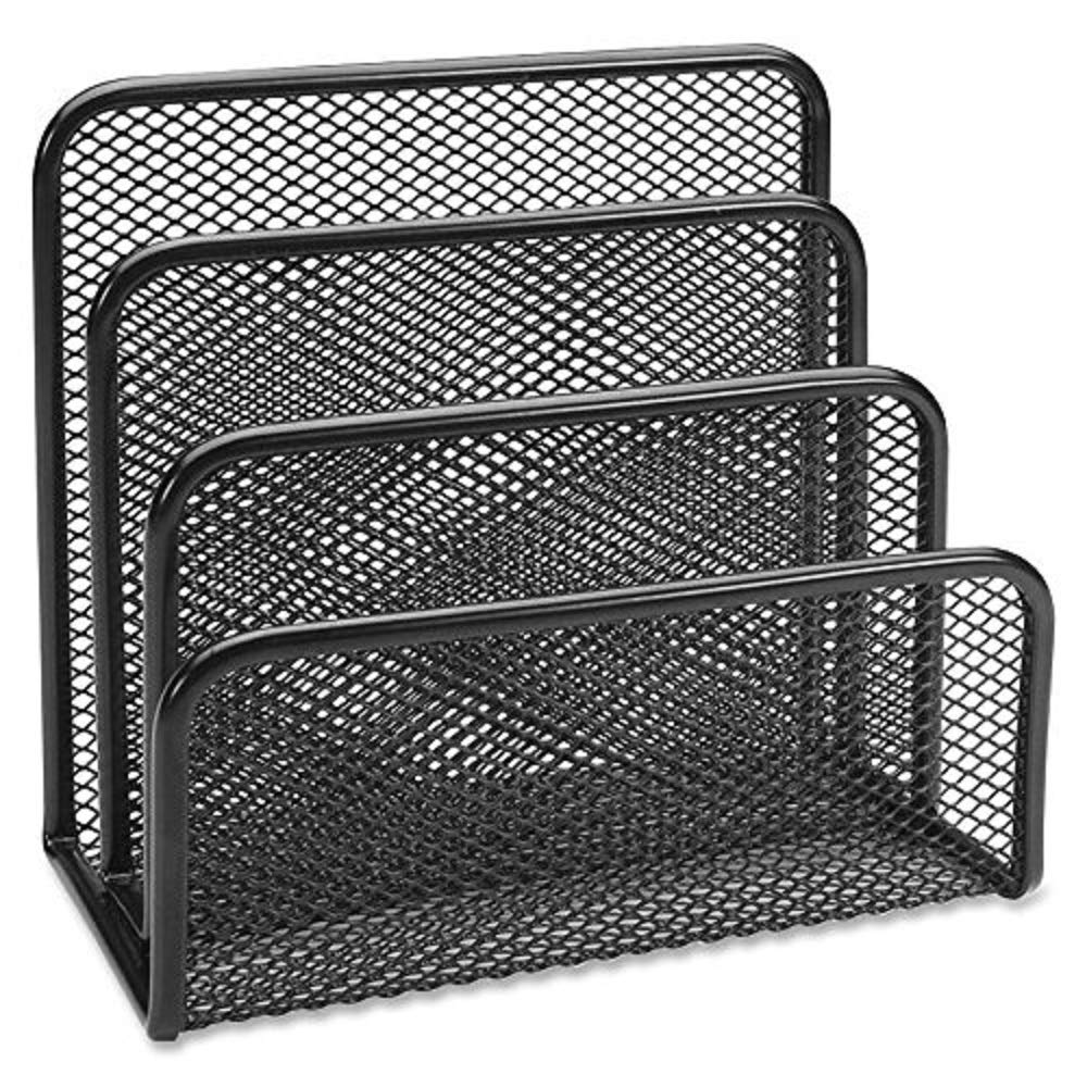 1InTheOffice Mail Organizer - Black Mesh Vertical File Sorter & Multi-Step Desk Organizer (1 Pack) | Perfect for Home Office, Workspace & Paper Management