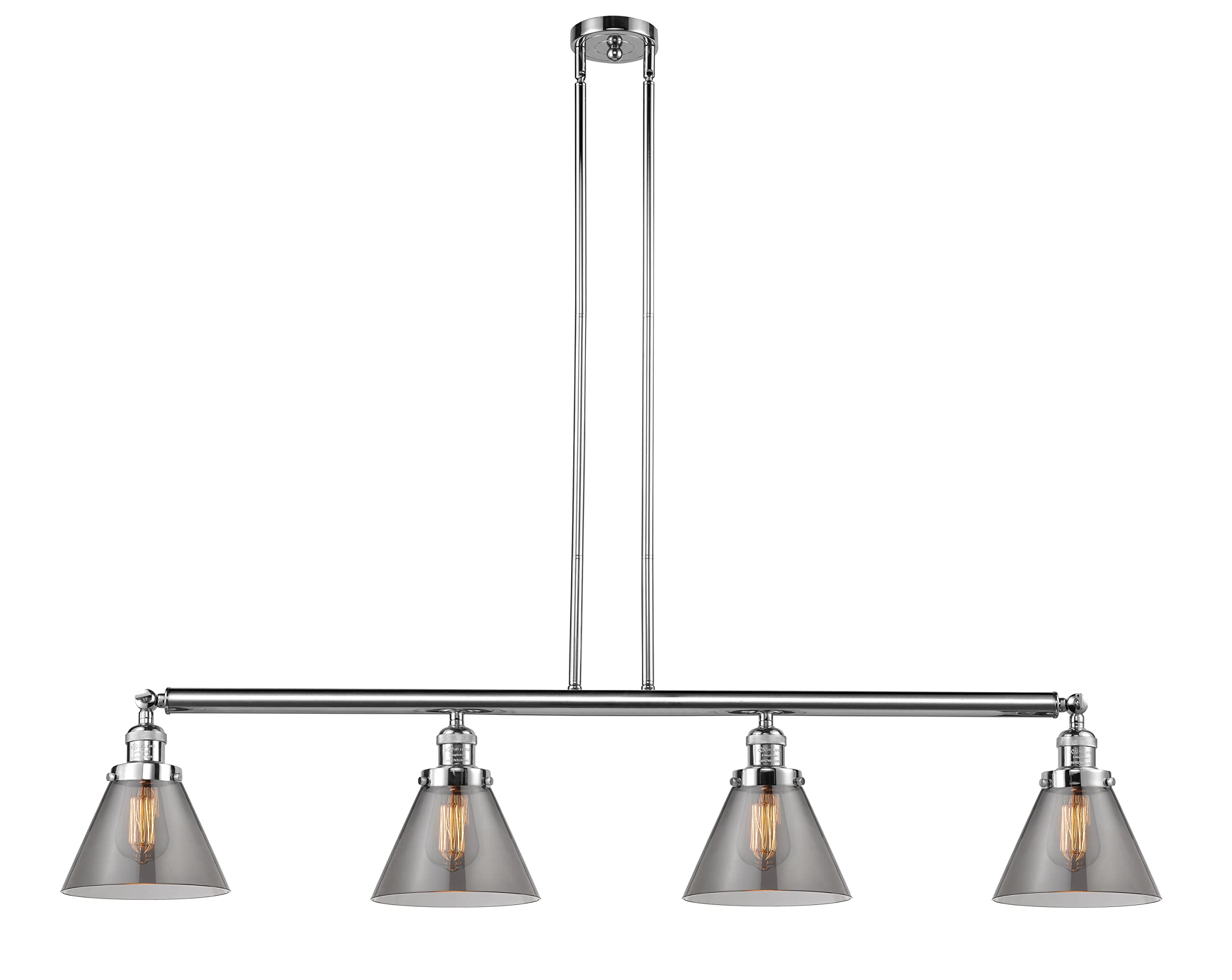 214-PC-G43-LED Large Cone 3-Light Island Pendant Light in Polished Chrome - Perfect for Kitchen Island Lighting, Dining Room, and Modern Home Decor