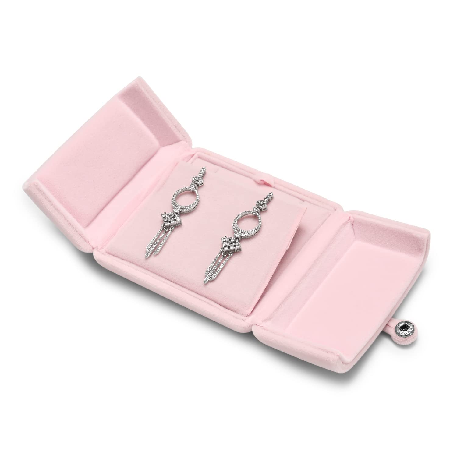 Luxury Pink Velvet Jewelry Box for Earrings & Pendant Display - Elegant Jewelry Storage Case & Gift Box for Women - Perfect for Wedding, Birthday & Anniversary Gifts