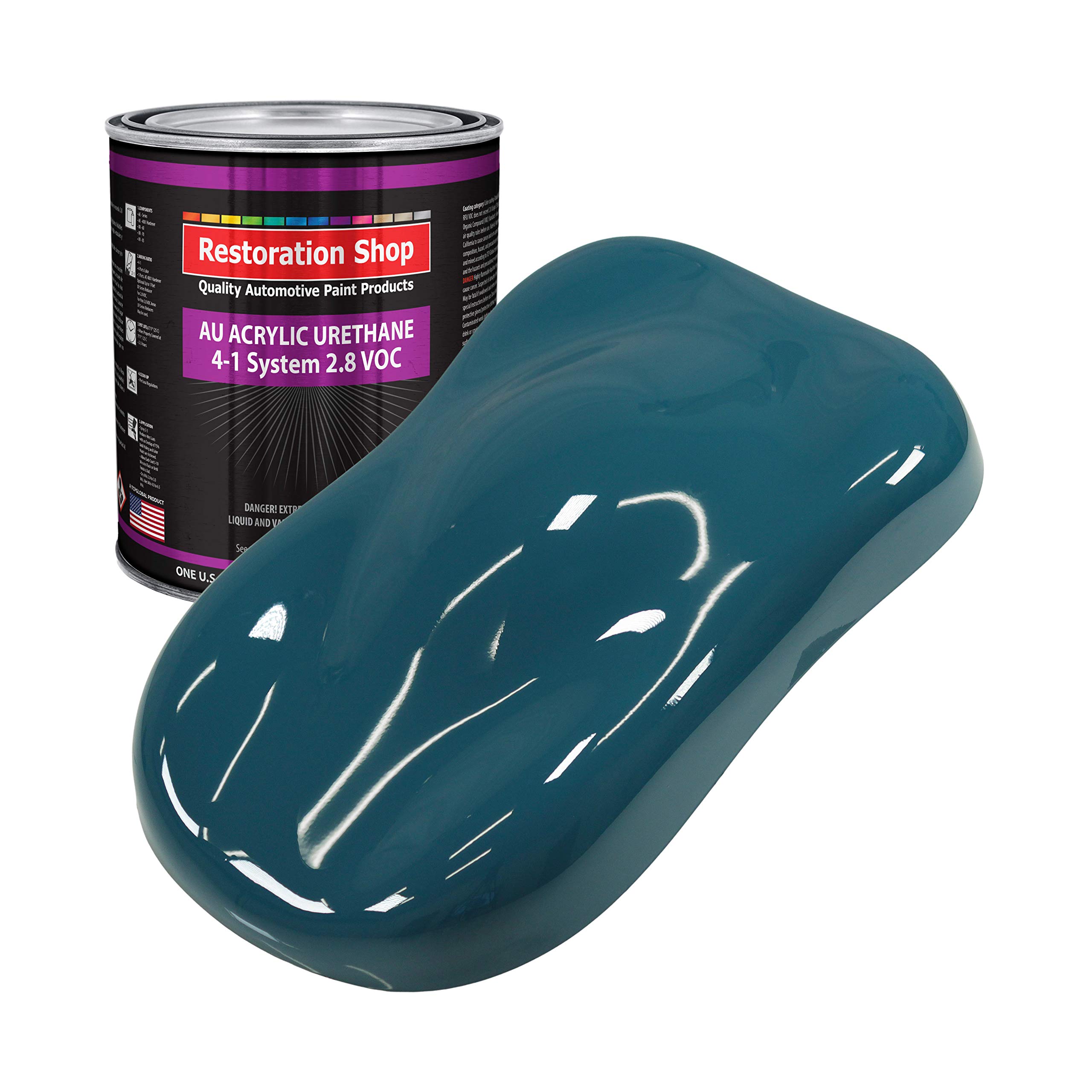 Restoration Shop - Transport Blue Acrylic Urethane Auto Paint - 1 Gallon High Gloss Professional Single Stage Automotive Coating - Low 2.8 VOC for Cars, Trucks & Vehicles - Perfect for DIY Auto Restoration & Professional Body Shop Repairs