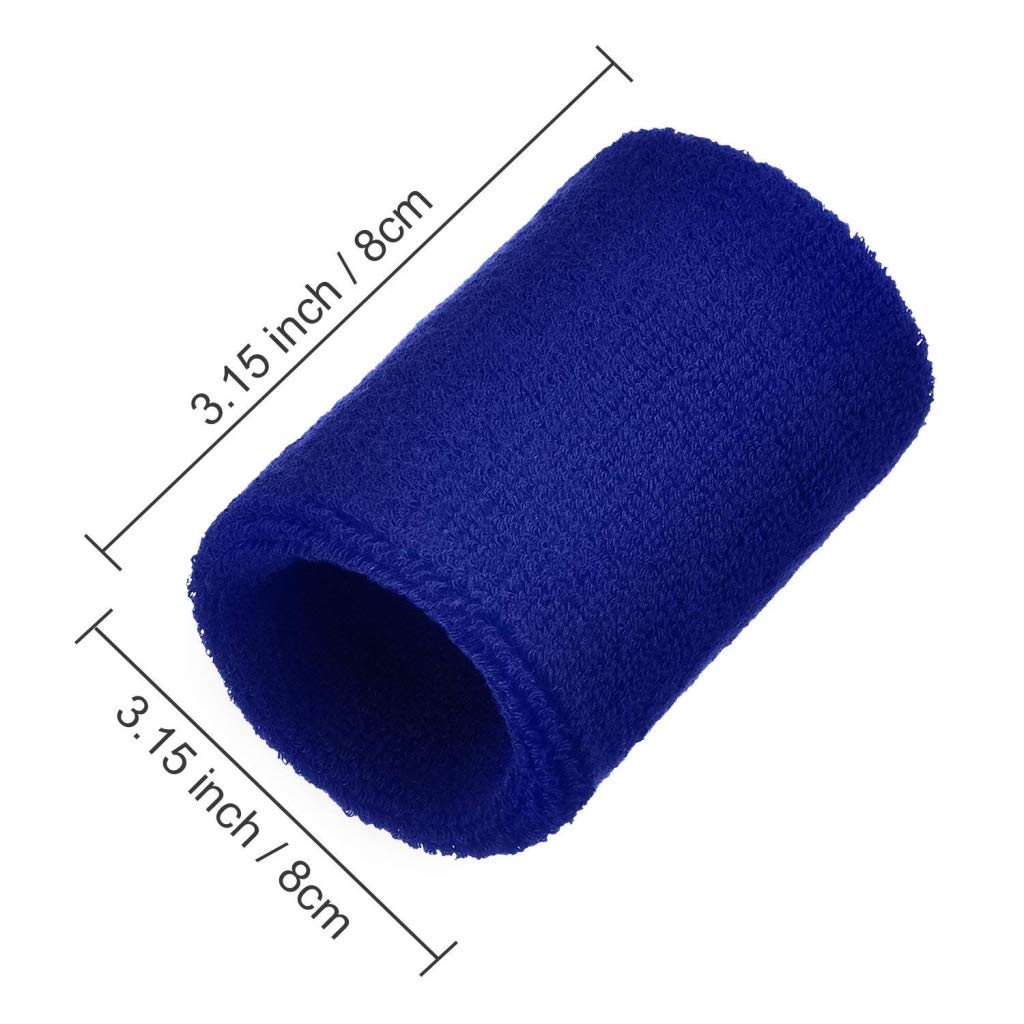 Elastic Cotton Sports Wristbands for Men & Women - Sweat Absorbent Wrist Bands for Basketball, Running, Tennis, Football, Soccer, Gym Workout - Set of 12 Navy Blue Athletic Wrist Bands - Perfect for Sports, Fitness Training & Outdoor Activities