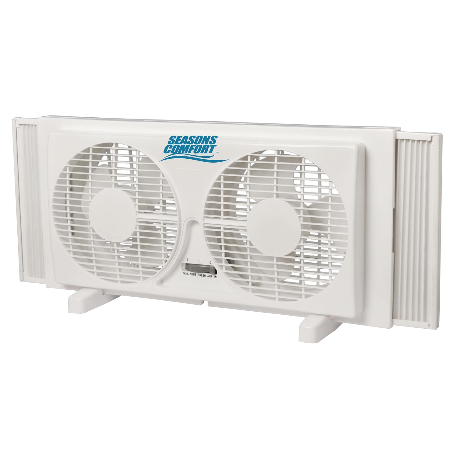 Seasons Comfort Twin Window Fan - 9 Inch Reversible Airflow, 2 Speed Adjustable, Expandable Dual Exhaust Fan for Home Cooling - Perfect for Bedroom, Kitchen, Office & Indoor Air Circulation