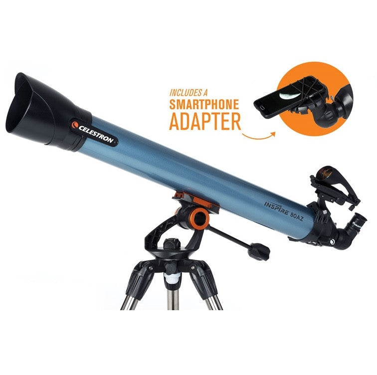 Celestron Inspire 80AZ Refractor Telescope - 80mm Aperture for Stargazing, Moon & Planet Viewing - Perfect for Beginners & Astronomy Enthusiasts