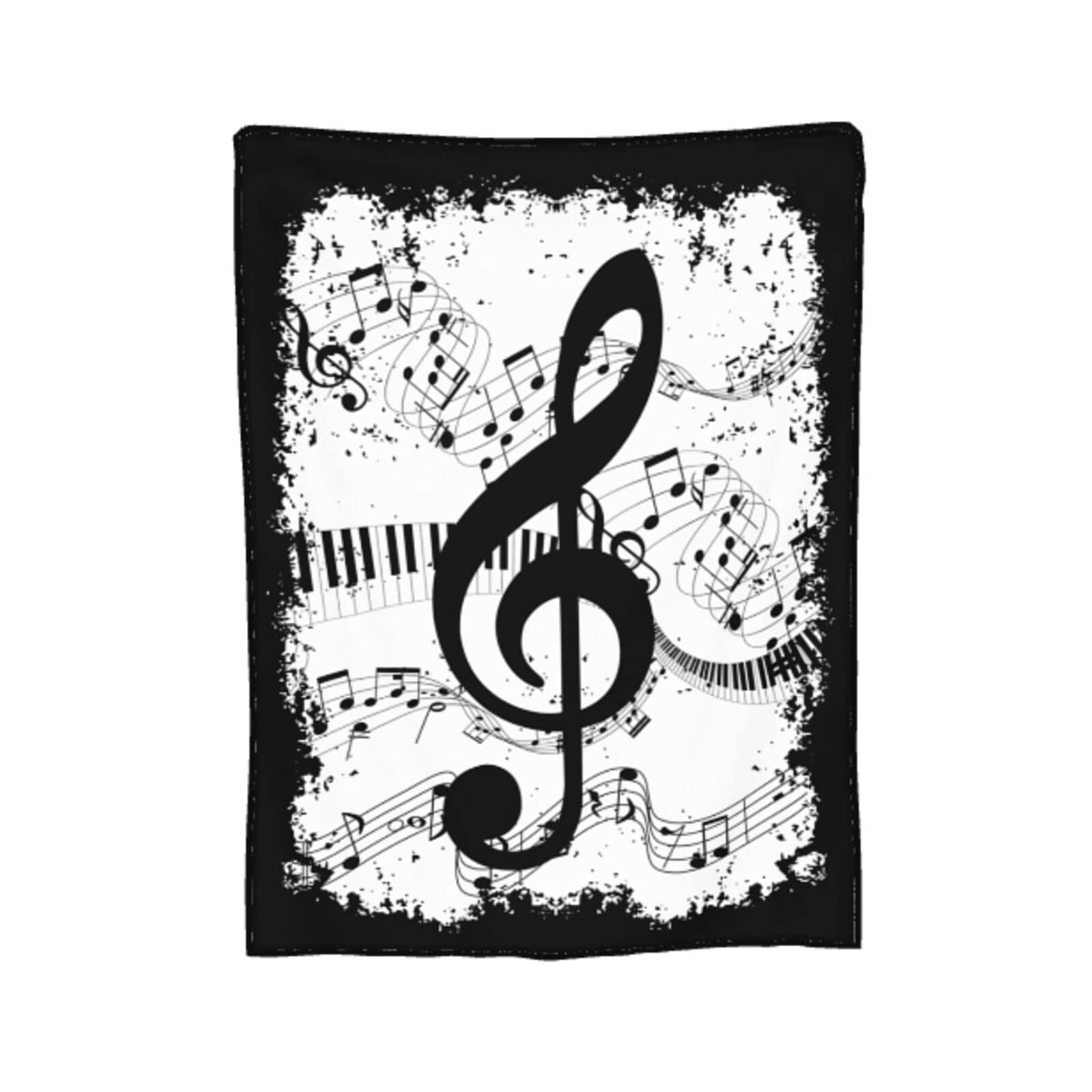 Abstract Music Note Piano Fleece Throw Blanket - 50x40 Inch Soft Flannel Blanket for Sofa, Couch, Bed & Office - All Season Cozy Blanket for Music Lovers, Home Decor & Gift