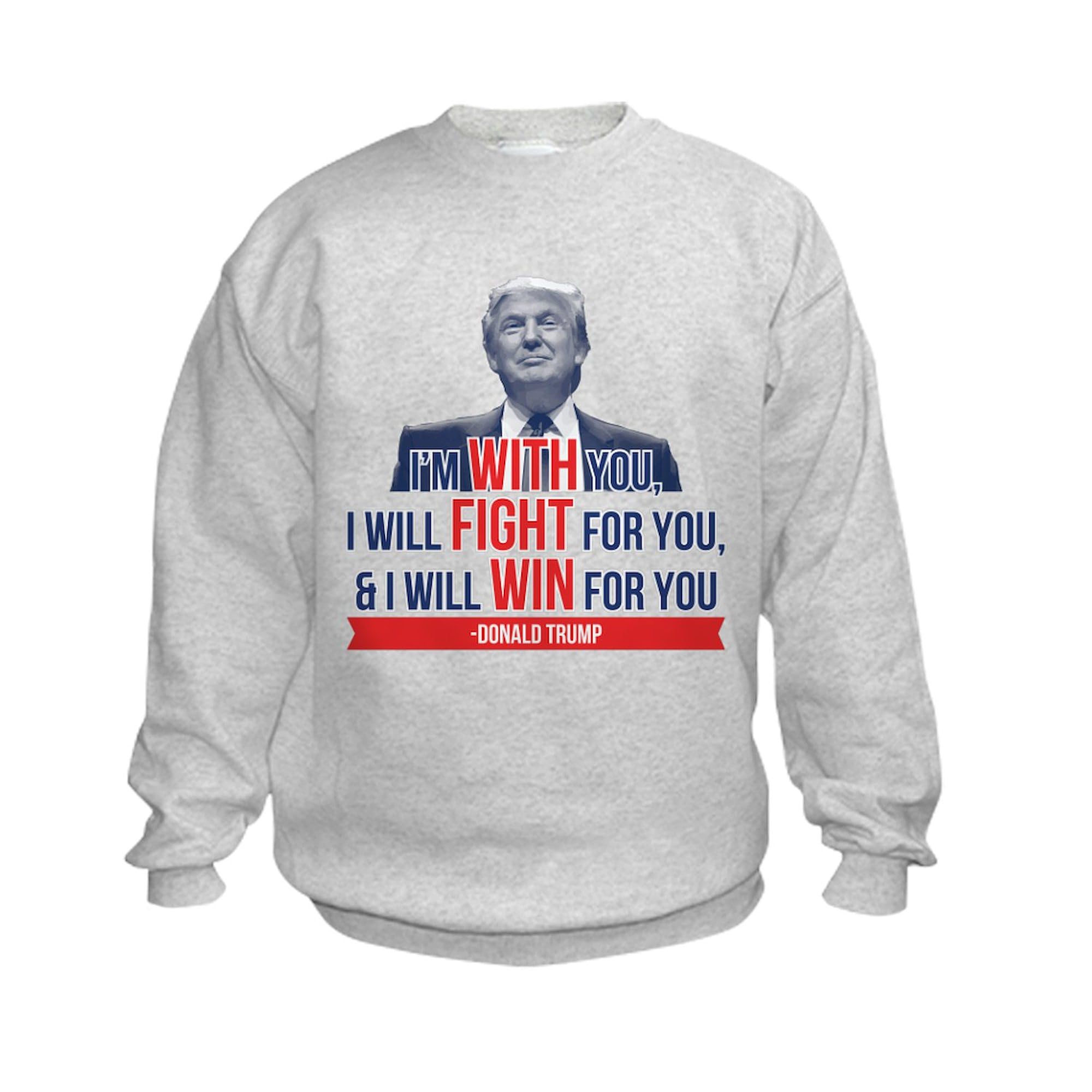 Fight Win Donald Trump Kids Sweatshirt - Youth Crewneck Pullover for Boys & Girls | Patriotic Political Apparel for School, Rallies & Holidays