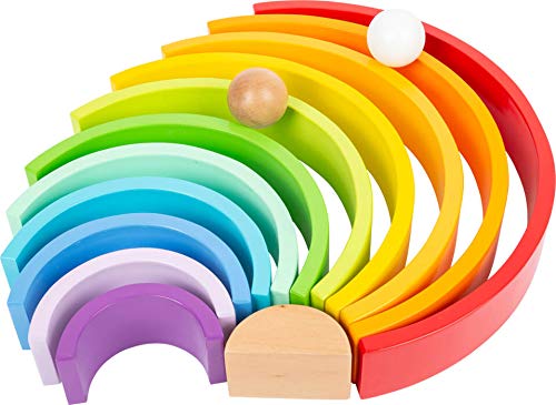 Small Foot Wooden Rainbow Blocks XL - 12-Piece Set with 2 Balls for Kids & Kindergarten Play