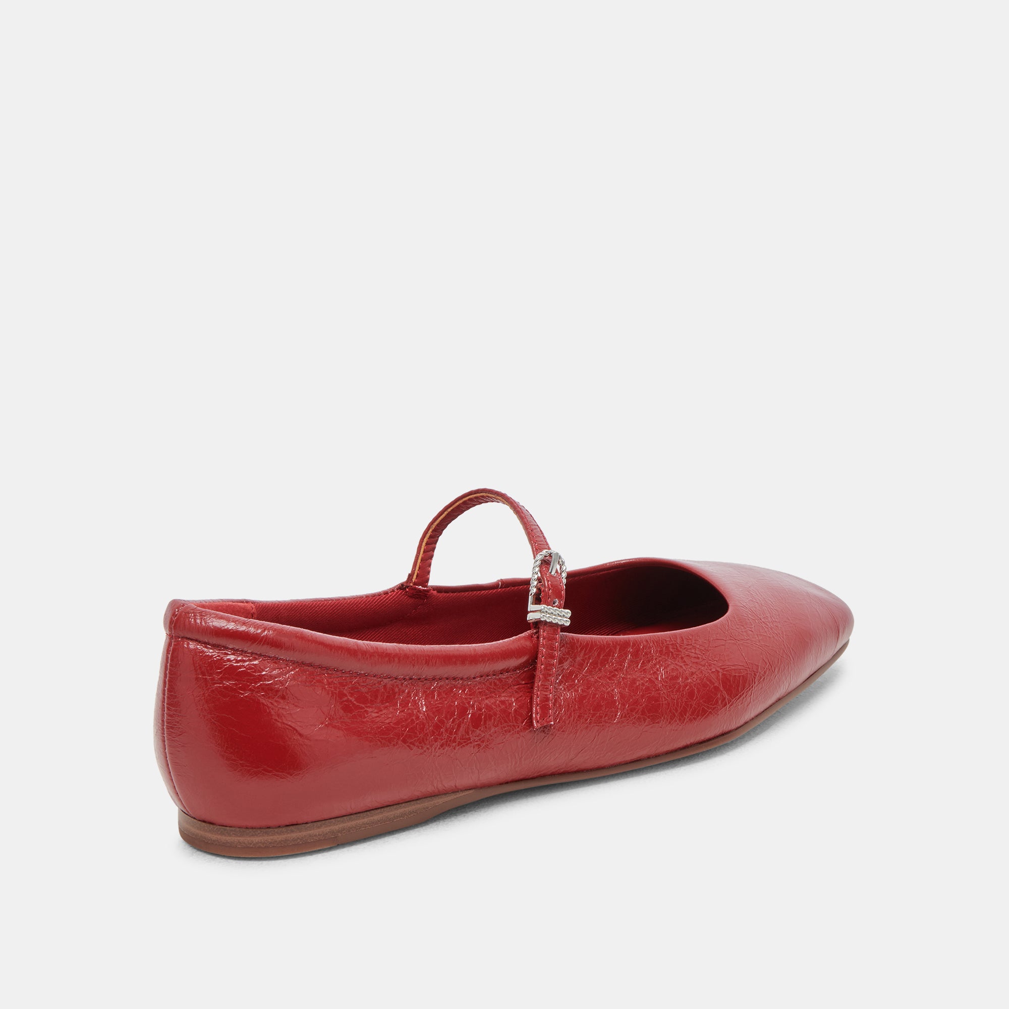 REYES Women's Red Crinkle Patent Leather Ballet Flats - Comfortable & Stylish Shoes for Work, Casual Wear & Dancing