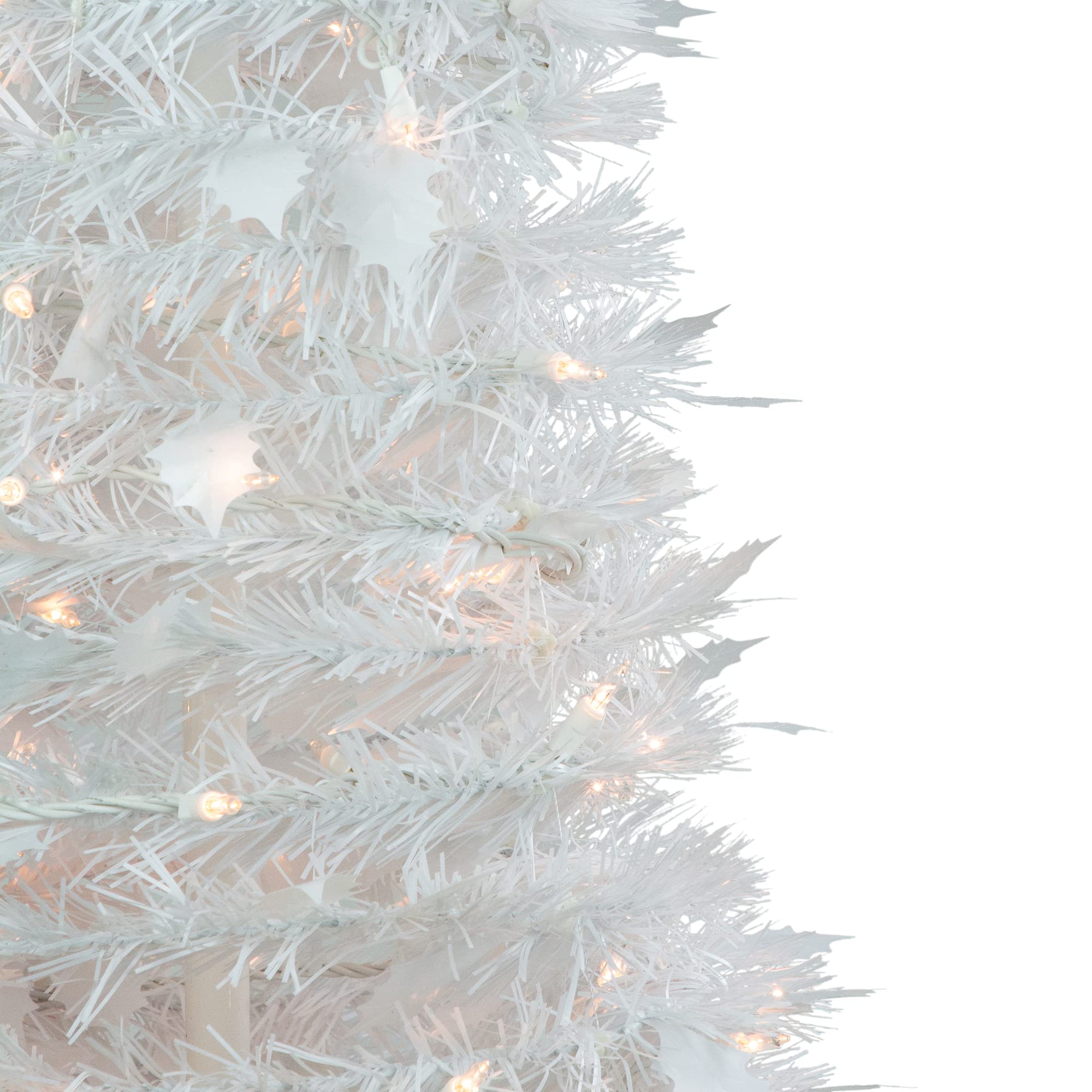Northlight 6ft Pre-Lit White Tinsel Artificial Pop-Up Christmas Tree with Clear Lights - Perfect for Home, Office & Holiday Decorations