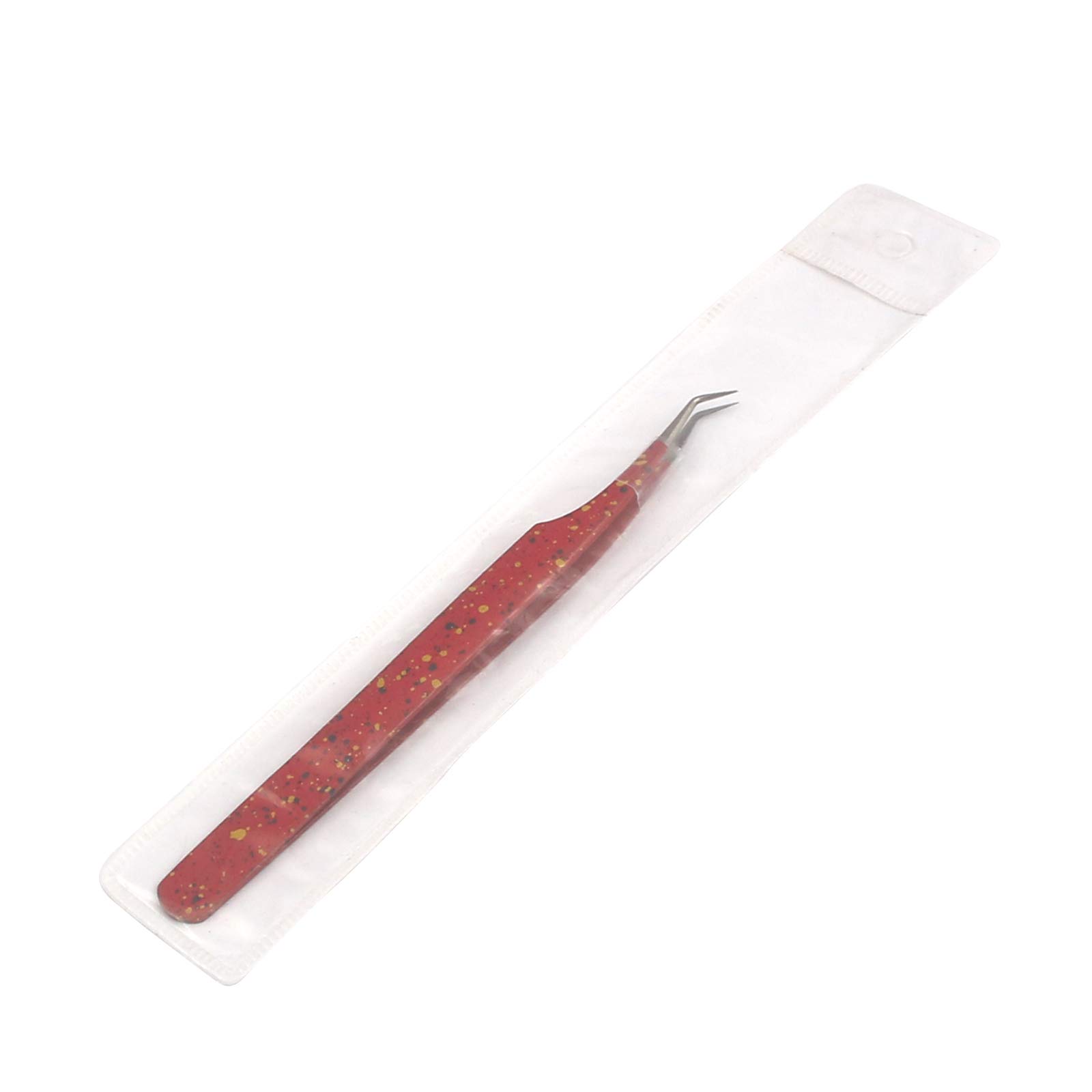 Professional Eyelash Extension Tweezers Set - 2 Pieces Straight & Curved Tip Stainless Steel Tweezers for False Lashes Application (Red & Black) - Perfect for Salon, Spa & Home Use