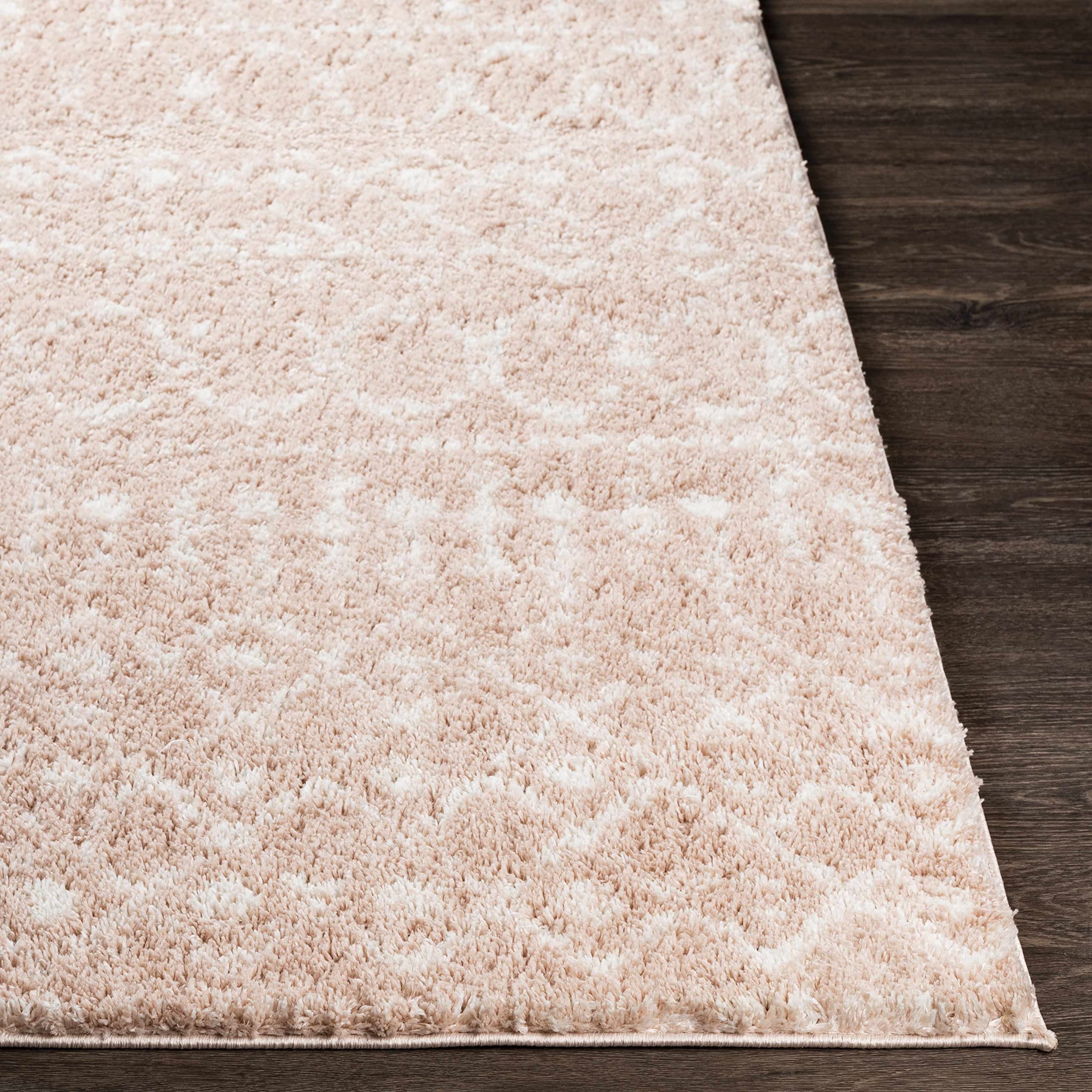 Luxury Hauteloom Plush Pile Area Rug for Living Room & Bedroom - Soft Pink & Beige - 7'10