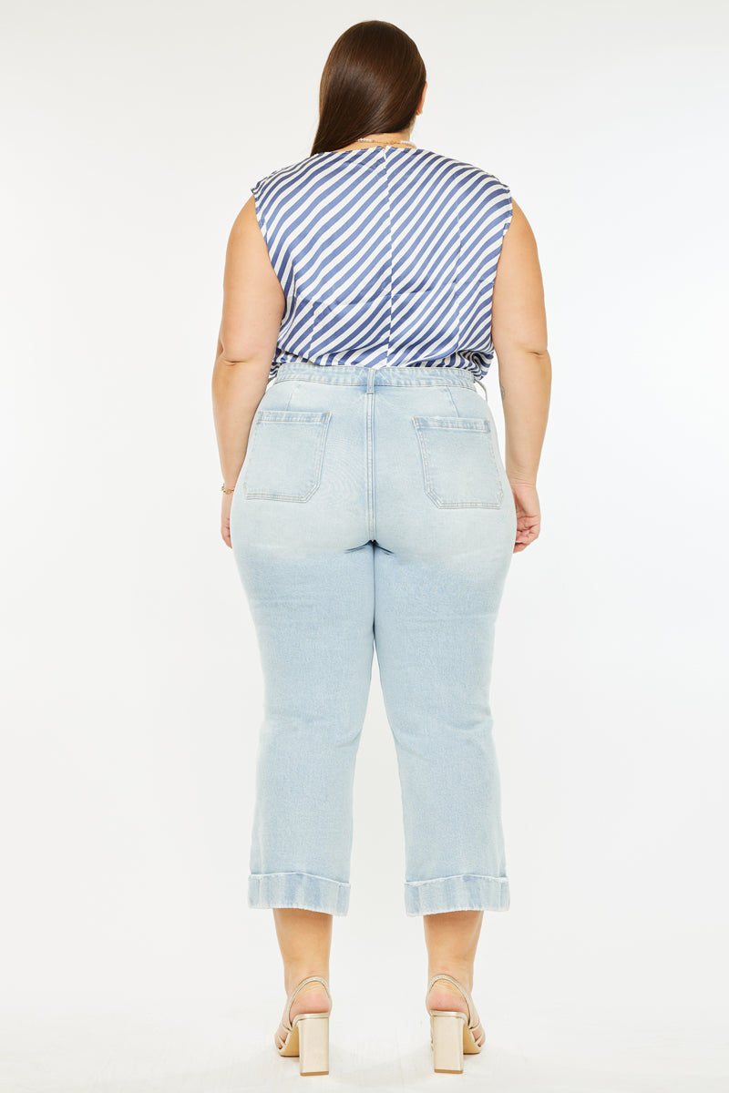 Abigail High Rise Cropped Flare Jeans for Women - Plus Size Stretch Denim Pants - Perfect for Casual Wear & Date Nights