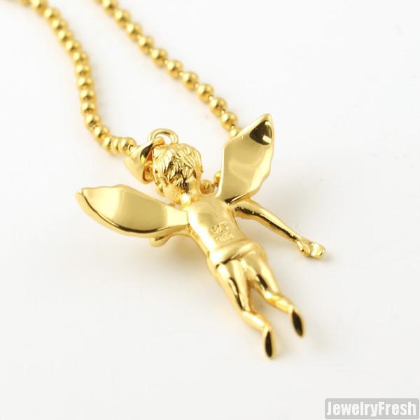14K Gold Genuine Diamond Micro Angel Pendant Necklace for Women - Elegant Gift for Birthday, Anniversary & Valentine's Day