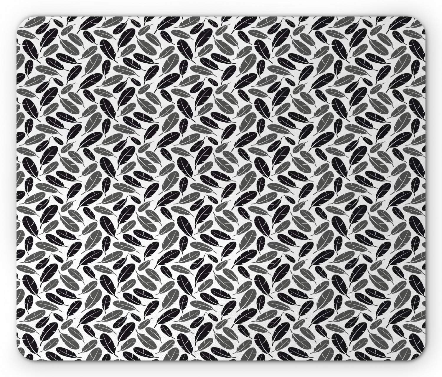Ambesonne Swans Mouse Pad - Grey Charcoal Non-Slip Rubber Mousepad with Floating Feathers Design, Standard Size Rectangle Computer Mouse Mat for Office & Gaming Use