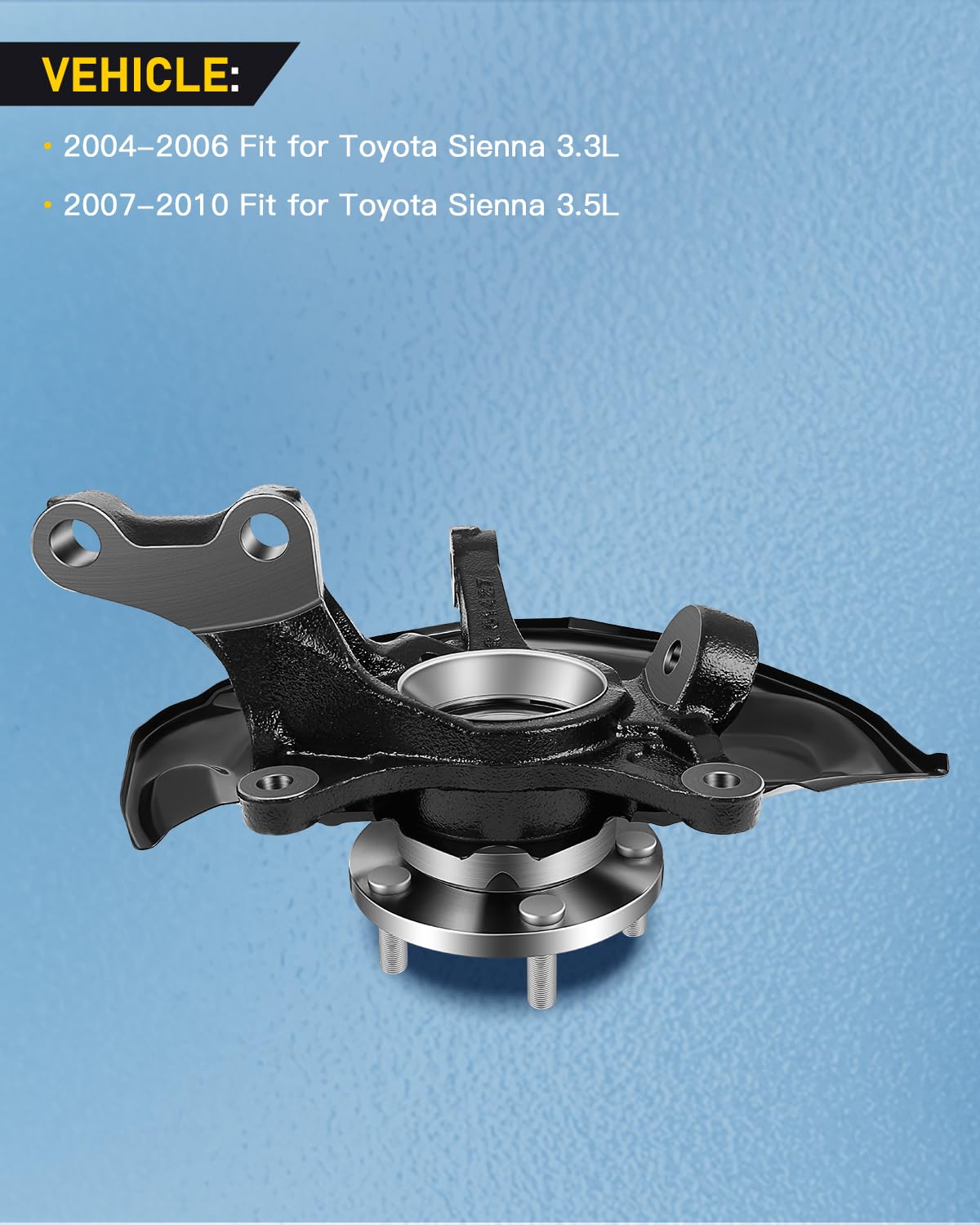 OCPTY Wheel Hub Bearing Steering Knuckle Assembly - Front Passenger (Right) Side - Compatible with 2004-2006 Toyota Sienna 3.3L & 2007-2010 Toyota Sienna 3.5L (Part# 698-428) - Perfect for Smooth Ride, Wheel Alignment & Suspension Repair
