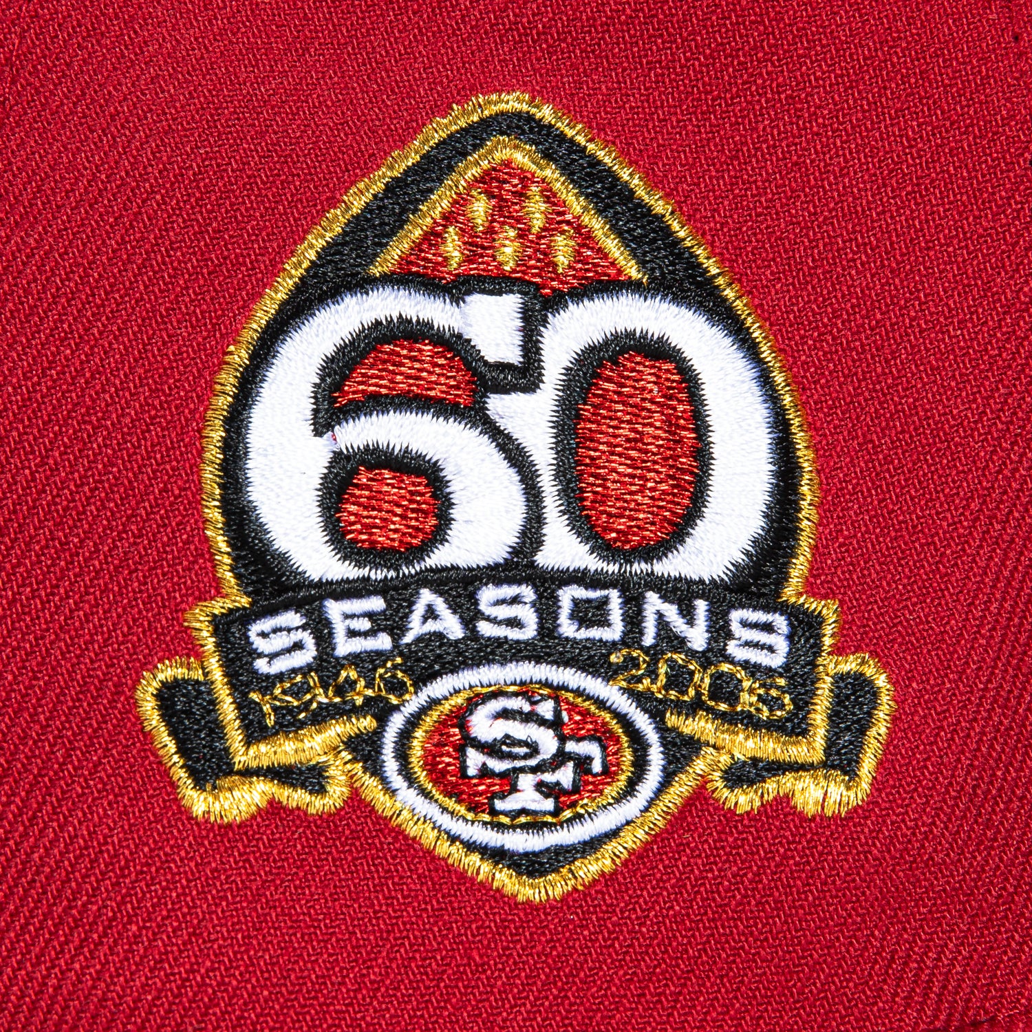 New Era 59Fifty San Francisco 49ers 60th Anniversary Patch Snapback Hat - Cardinal & Black - Official NFL Licensed Cap for Men & Women - Perfect for Football Games, Fan Gear & Streetwear Fashion