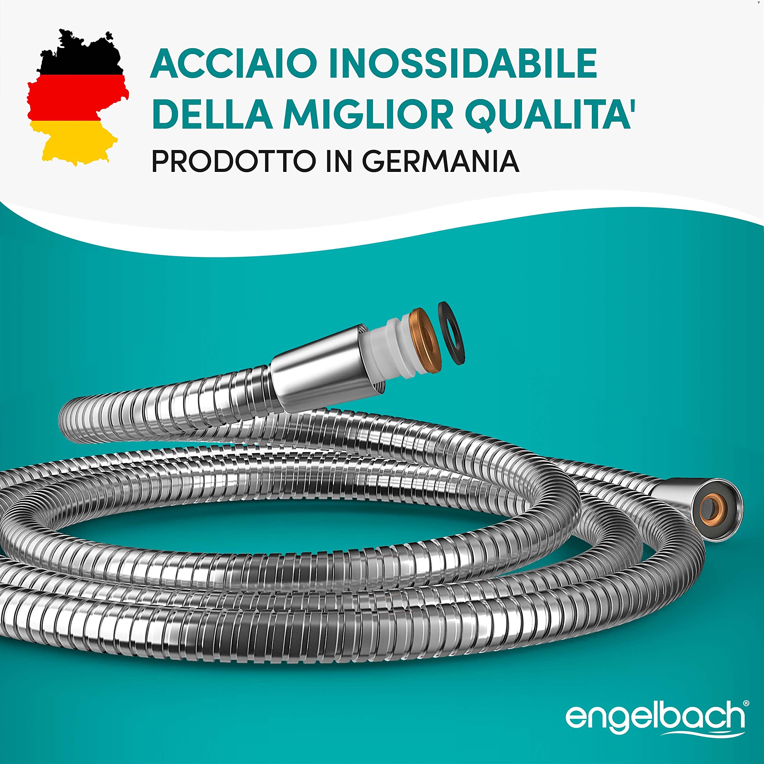 Engelbach® 1.60m Stainless Steel Shower Hose with Double Anti-Twist Protection - Flexible & Durable Universal ½