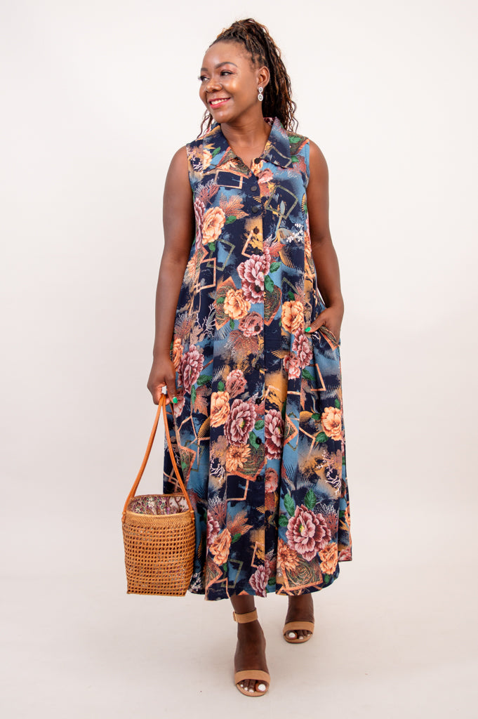 Elegant Floral Print Cissy Dress - Vintage Garden Inspired Women's Dress for Casual Wear, Parties & Special Occasions