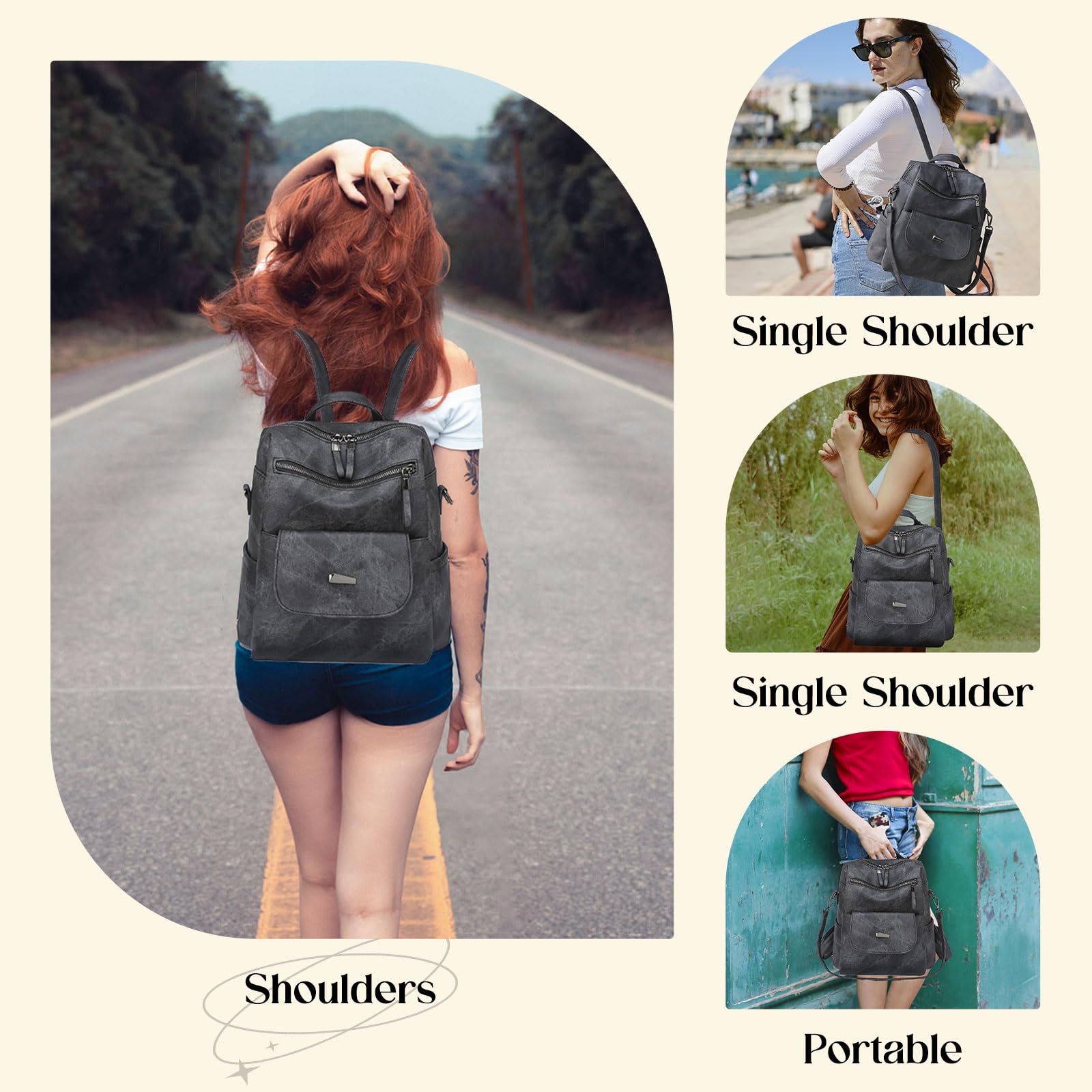Stylish Women's Leather Backpack Purse - Small Waterproof Anti-Theft Shoulder Bag & Handbag for Daily Commute, Travel & Shopping