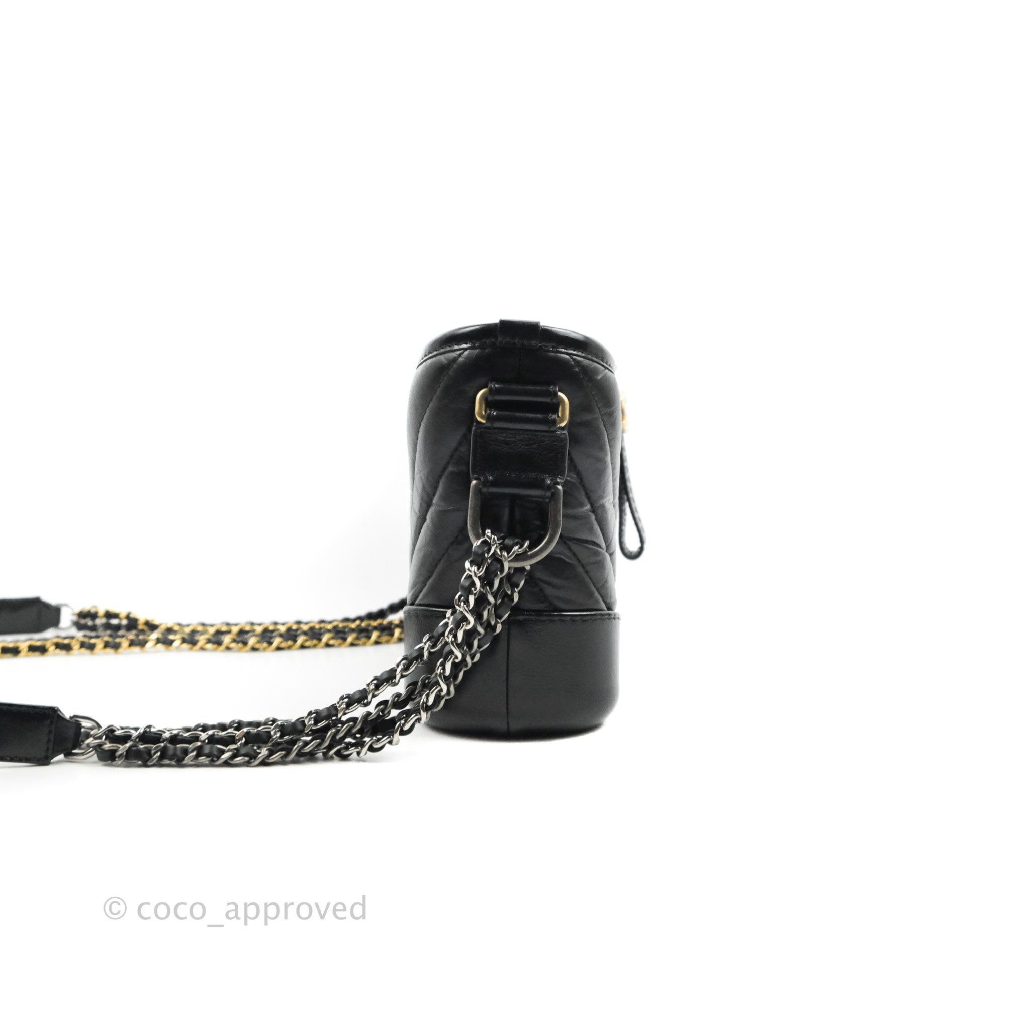 Chanel Small Gabrielle Hobo Bag in Black Calfskin with Chevron Pattern & Mixed Hardware - Perfect for Everyday Use, Work & Special Occasions