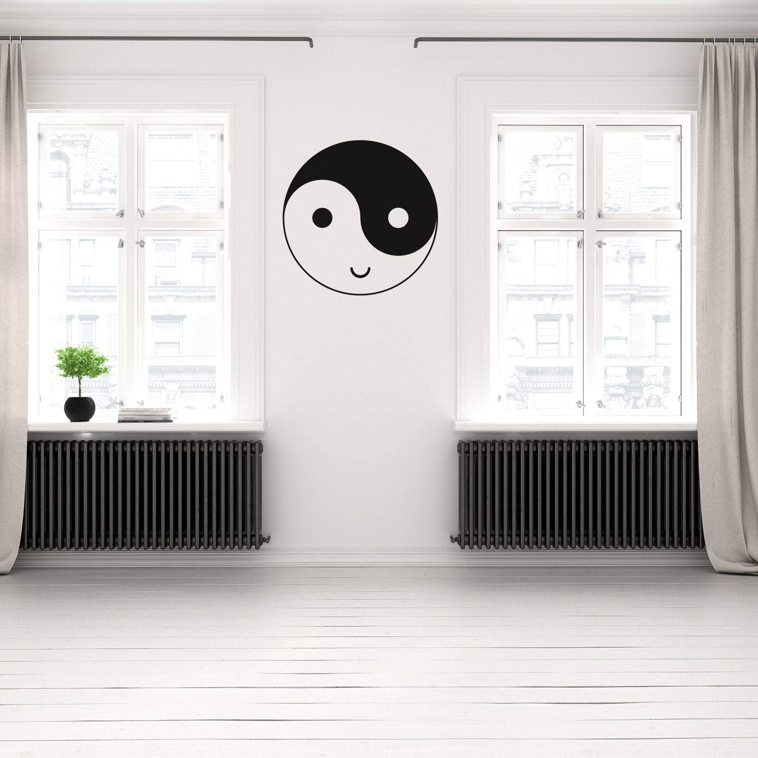 Yin Yang Vinyl Wall Decal - Peace Love Symbol Yoga Art Sticker for Home Decor, Bedroom, Office & Meditation Space - Black & White Circle Mural Gift for Yoga Lovers