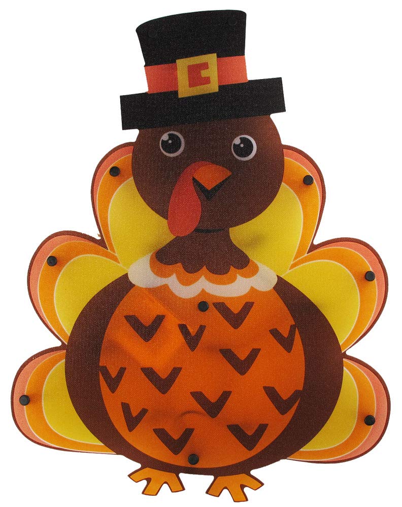 YIROCK Thanksgiving Window Decor - 16”x12” LED Pilgrim Turkey Silhouette Light for Indoor & Outdoor Fall Decorations | Perfect for Holiday Home, Porch, and Party Decor