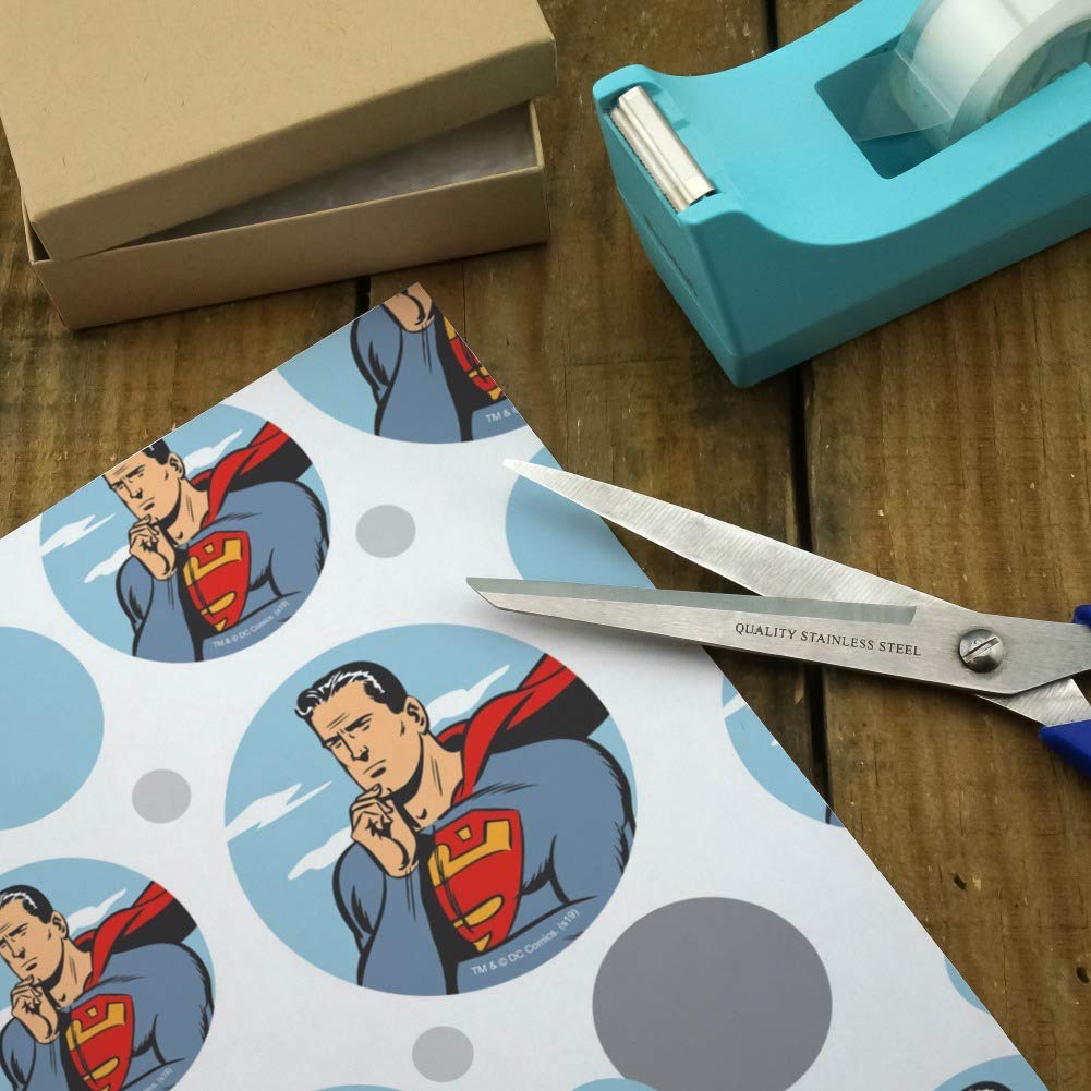 Superman Gift Wrap Paper Roll - Premium Wrapping Paper for Birthday, Christmas Gifts & Party Decorations - DC Comics Superhero Theme for Fans & Collectors