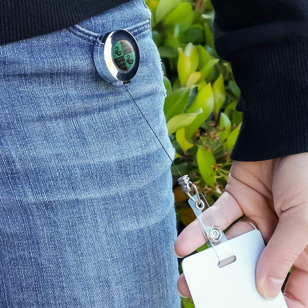 Harry Potter Slytherin Retractable Badge Reel - Chrome ID Card Holder Clip with Snake Pattern - Perfect for Work, School, Cosplay and Harry Potter Fans