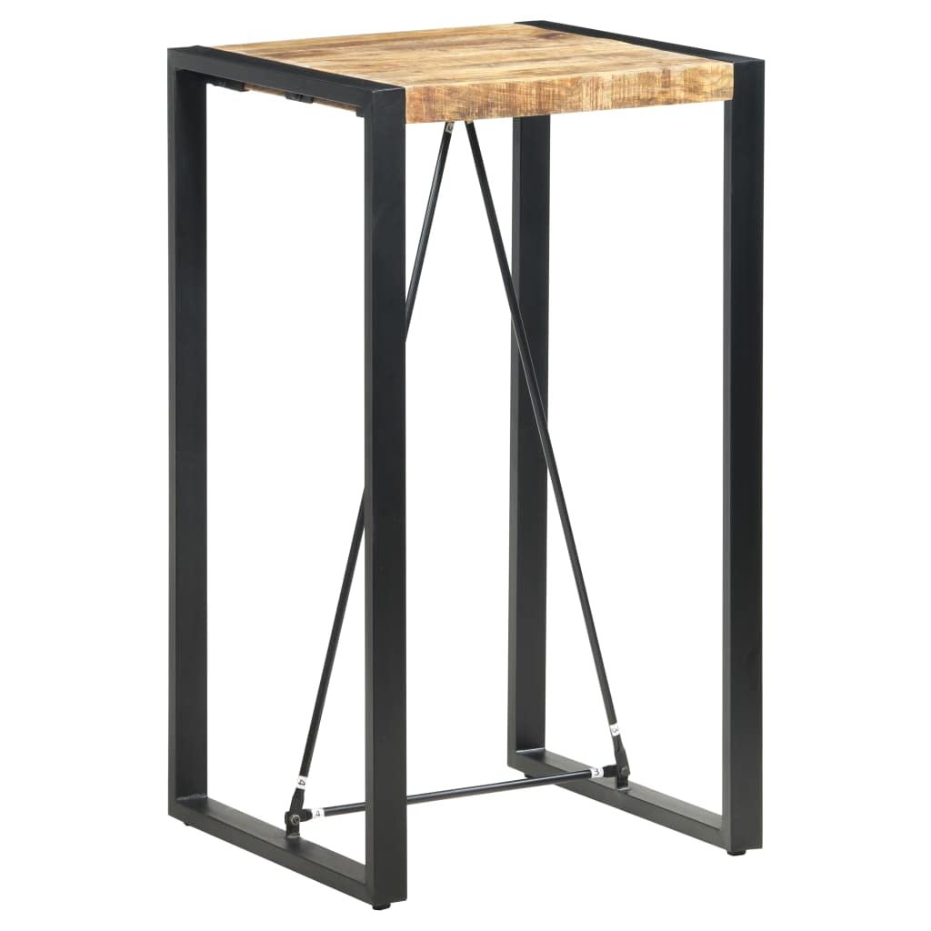 Industrial Design Bar Table with Sturdy Metal Frame, Solid Mango Wood Dining Table, 23.6