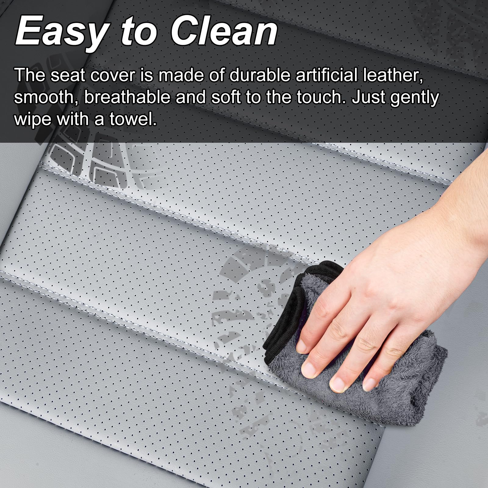 WEIZE Universal Full Set Leather Car Seat Covers - Waterproof Auto Seat Protector for Front & Back Seats | Fits Most Vehicles | Grey | Perfect for Daily Commute, Road Trips & Car Interior Protection