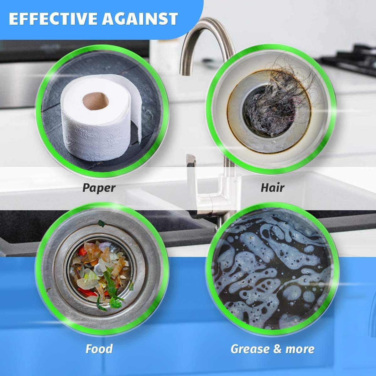 MMR Making Marvelous Drain-Insta All Pipe Safe Express Drain Cleaner Powder - Fast Acting Clog Remover for Sinks, Showers & Bathtubs (50g x 10 Pack) - Ideal for Kitchen, Bathroom & Household Plumbing Maintenance