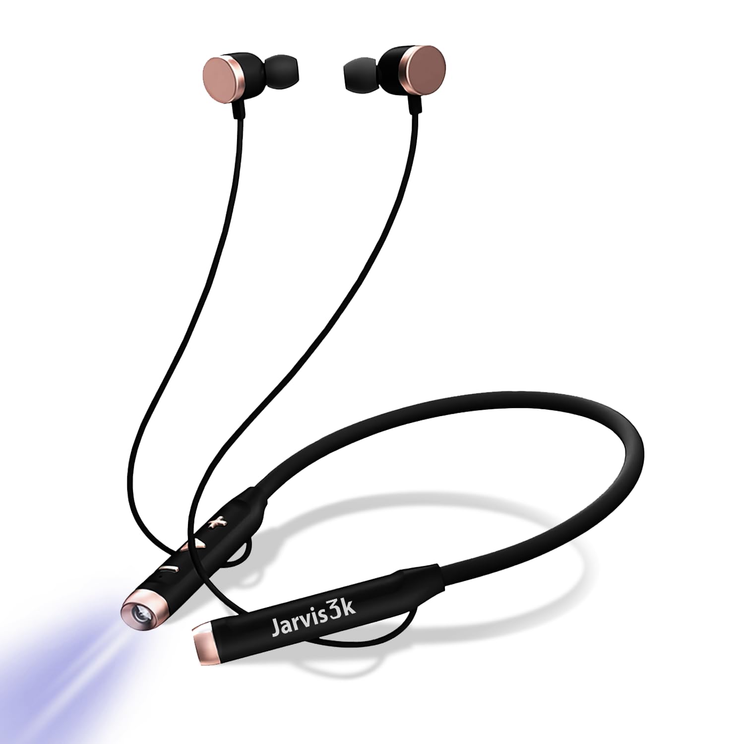 Jarvis3k Wireless Neckband Headphones with Built-in Reading Light - Bluetooth 5.0, HQ Sound, SD Card Slot, USB-C Fast Charging, 30H Battery Life for Audiobooks, Music & Night Reading (Black) | Perfect for Commuting, Studying, and Outdoor Activities