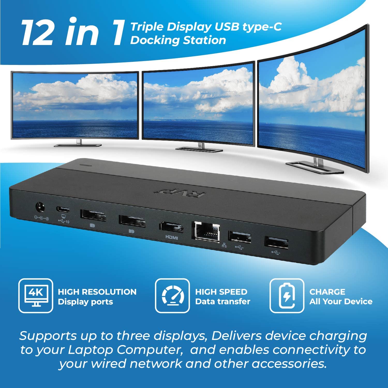 Dual Monitor USB C Hub with 4K DisplayPort, USB 2.0, Ethernet & 100W PD Charging - Thunderbolt 4/3 & USB4 Compatible - Ideal for MacBook Pro, Dell XPS & Home Office Setup (RVP-022818)