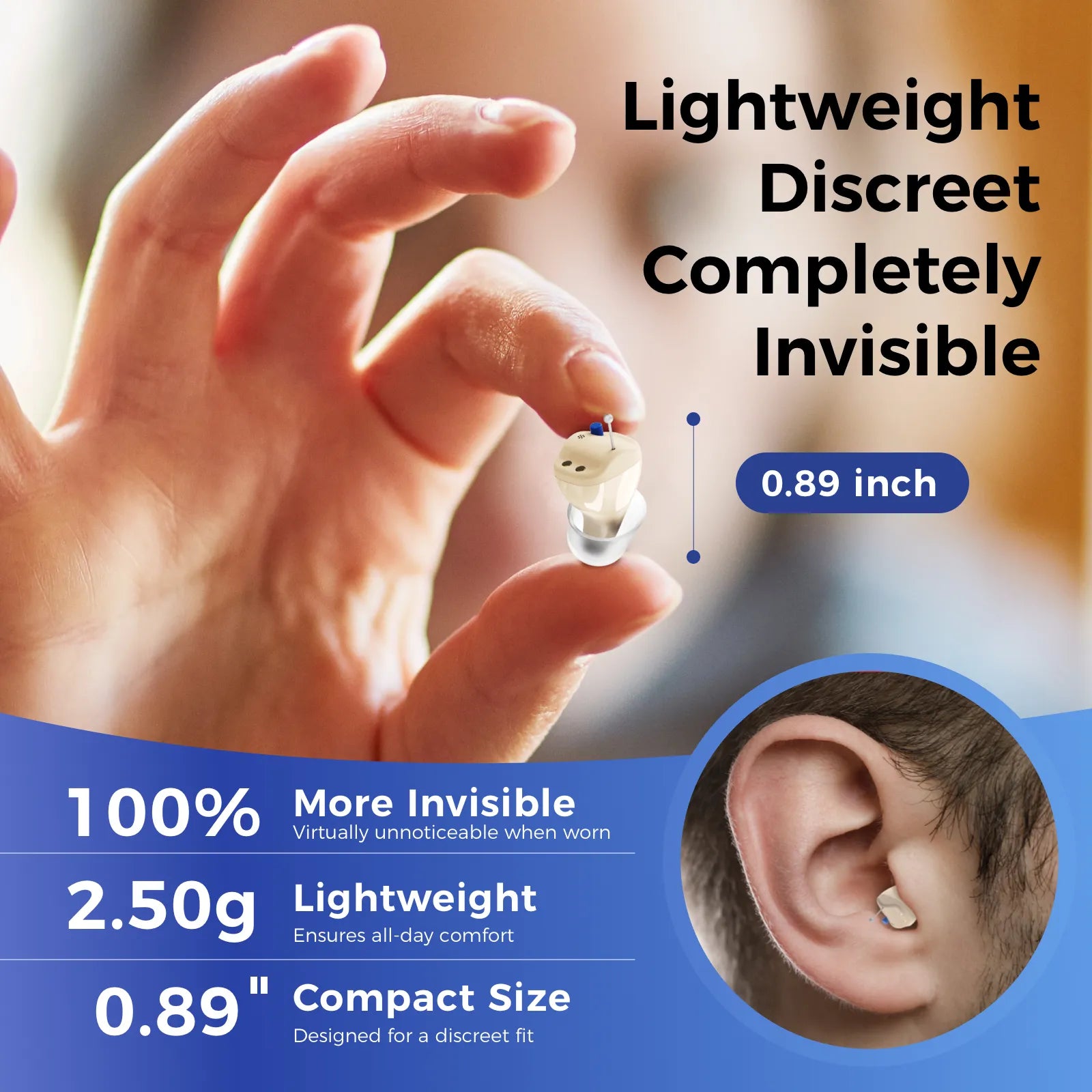 Linner Saturn Series Mini CIC OTC Hearing Aids for Adults - Rechargeable Digital Hearing Amplifier with Noise Reduction for Clear Sound - Perfect for TV Watching, Conversations & Outdoor Activities