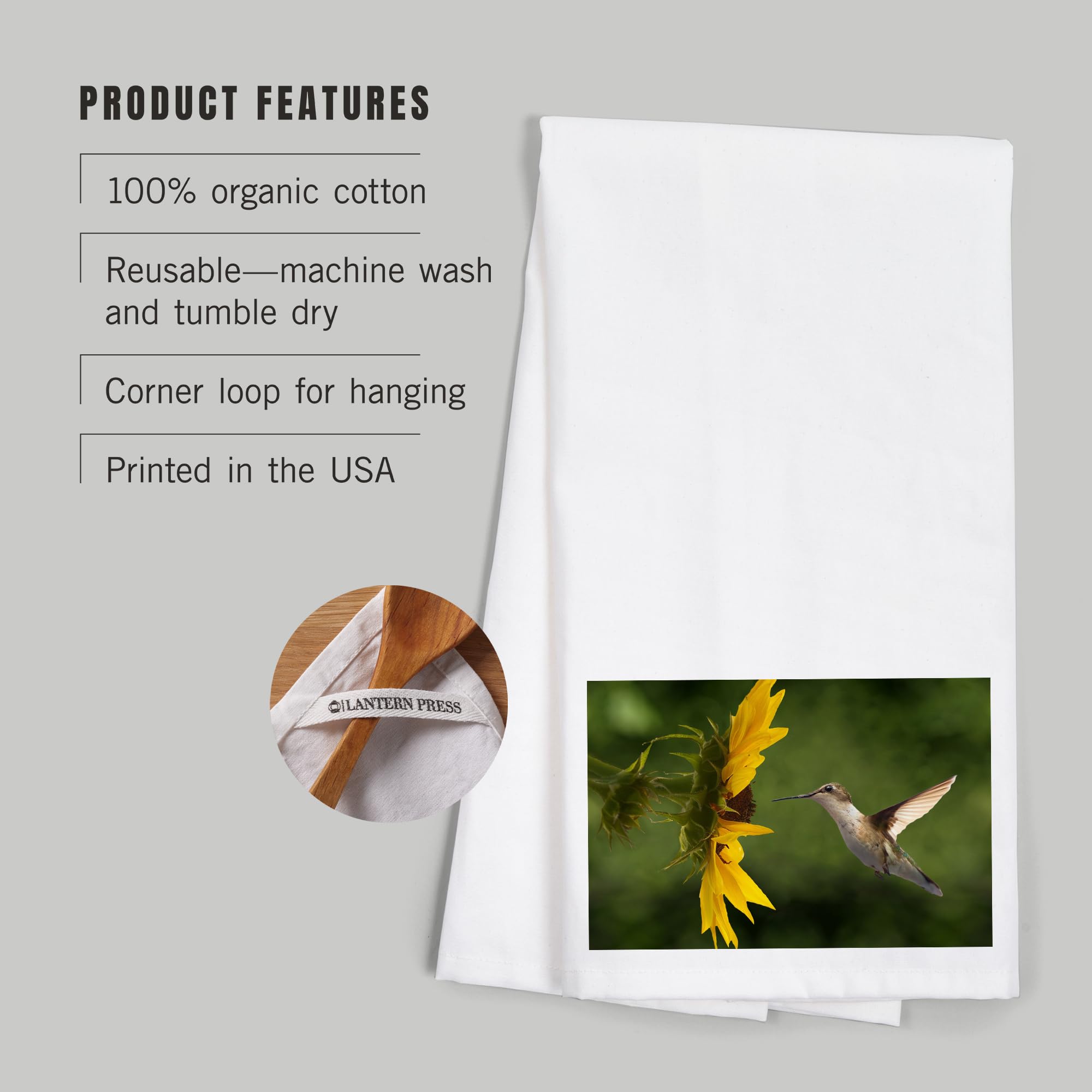 Lantern Press Hummingbird 100% Cotton Tea Towel - Decorative Hand Towel for Kitchen & Home | Perfect for Dish Drying, Gift Giving & Farmhouse Decor