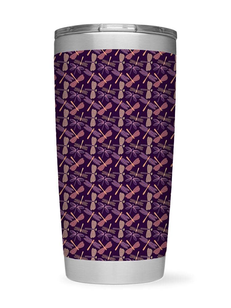 Dragonfly Pattern Stainless Steel Tumbler - 20oz Insulated Travel Mug with Lid, Unisex Coffee Cup for Hot & Cold Drinks - Perfect for Office, Gym, Hiking and Outdoor Activities