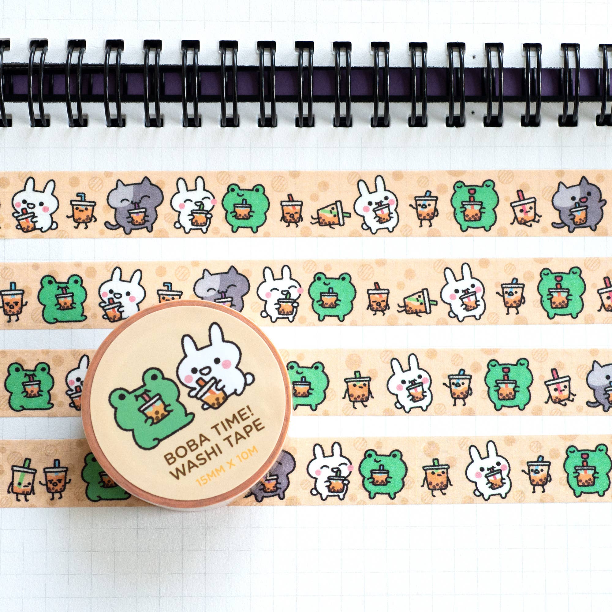 Colorful Boba Tea Washi Tape Set - Kawaii Decorative Stickers for Scrapbooking, Journaling, Bullet Planner & DIY Crafts - Perfect for Gift Wrapping, School Projects & Home Decor