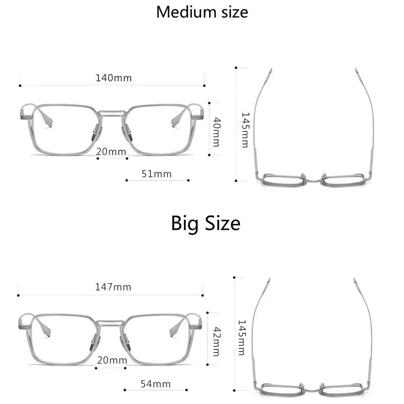 Brightzone Unisex Full Rim Square Double Bridge Titanium Eyeglasses 79405 - Lightweight Durable Frame for Work, Reading & Fashion (Black/Silver)