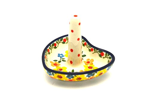 Polish Pottery Buttercup Ring Holder - Handmade Ceramic Jewelry Organizer - Yellow Floral Design - Perfect for Bathroom, Bedroom & Vanity Decor