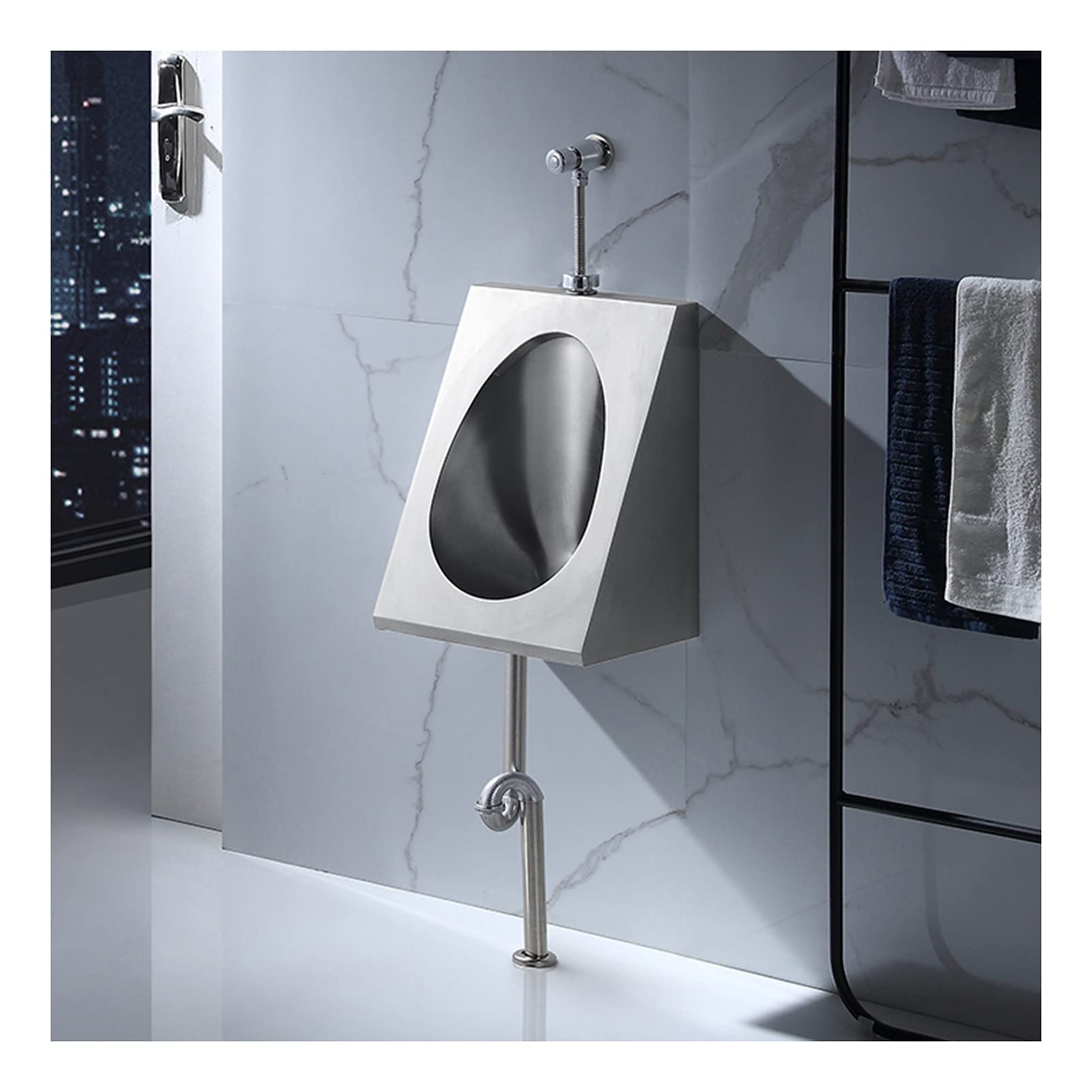 Stainless Steel Wall Mounted Urinal for Men - 304 Commercial Grade with Smart Sensor Flush, Anti-Splash & Odor-Free Design - Perfect for Public Restrooms, Offices, and High-Traffic Areas