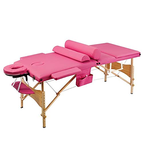 3-Section Folding Portable Massage Table Set - 70CM Wide, Pink - Perfect for Home Spa, Professional Massage Therapy & Beauty Salons