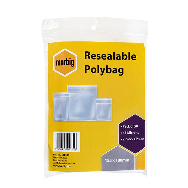 50 Pack 155 x 180mm Resealable Ziplock Bags - Food Storage, Organizing Small Items, Travel Essentials & Craft Supplies