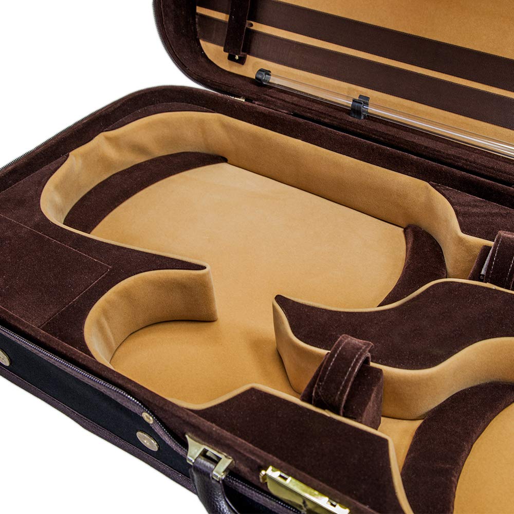 Premium SKY Heavy Duty 4/4 Full Size Professional Wooden Double Violin Case - Black/Khaki - Perfect for Musicians, Performances & Travel Protection