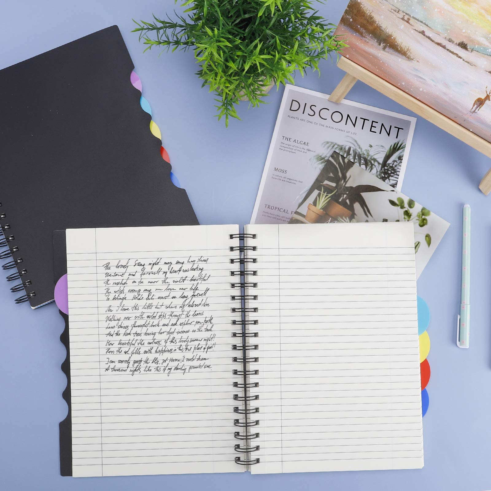 EOOUT 2-Pack Spiral Notebook with Dividers - 290 Pages College Ruled for School & Office Use