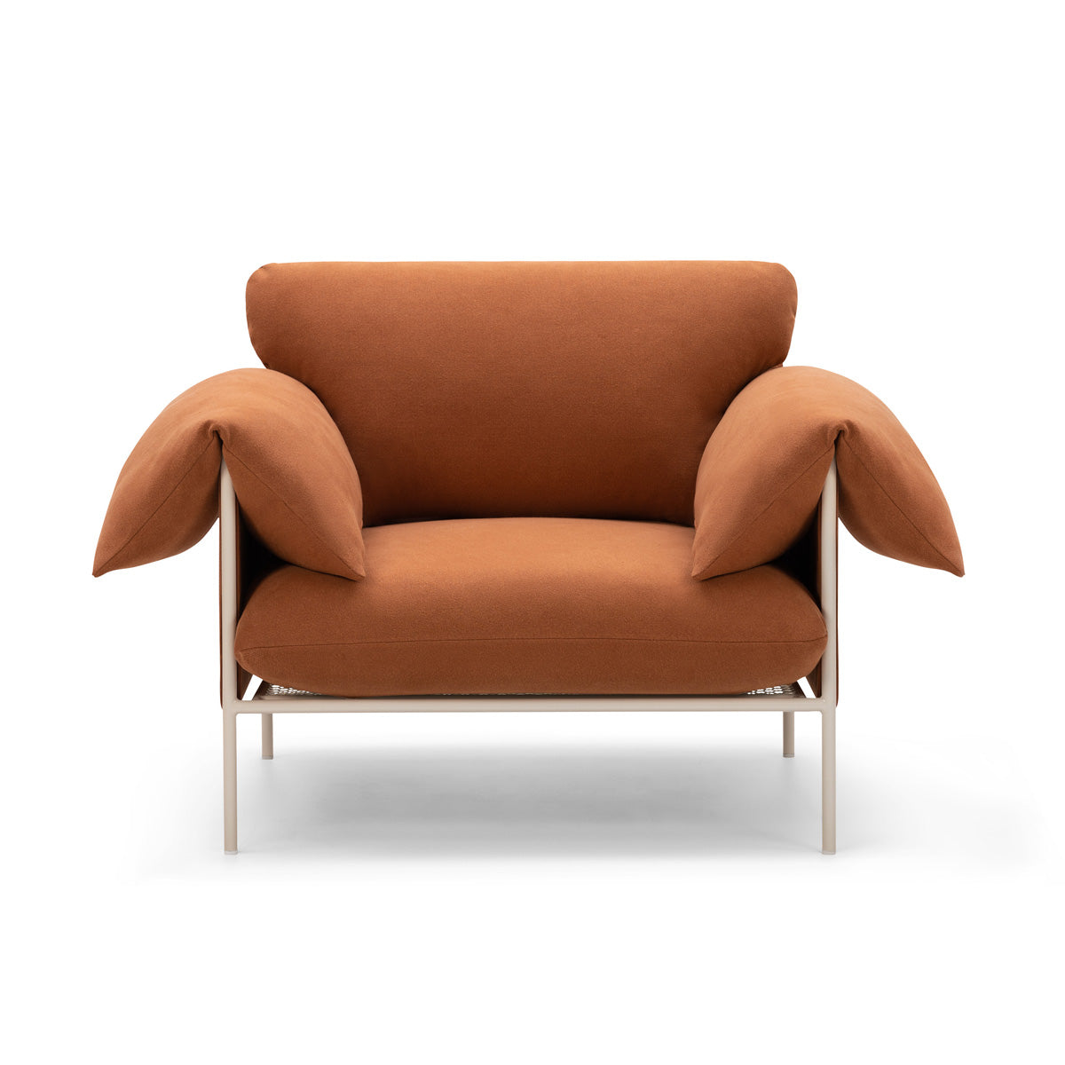 Alva Nougat Frame Armchair - Modern Upholstered Accent Chair for Living Room, Bedroom & Office - Comfortable Lounge Seating with Sturdy Wooden Legs