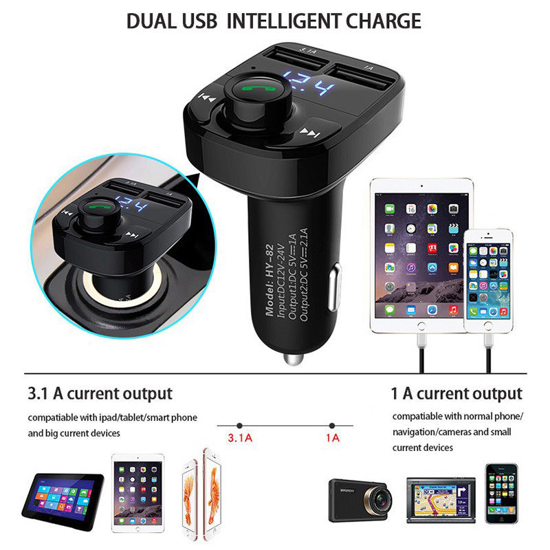 Wireless Bluetooth FM Transmitter for Car - MP3 Player, Hands-Free Calling & Dual USB Charger - Perfect for Road Trips and Commuting