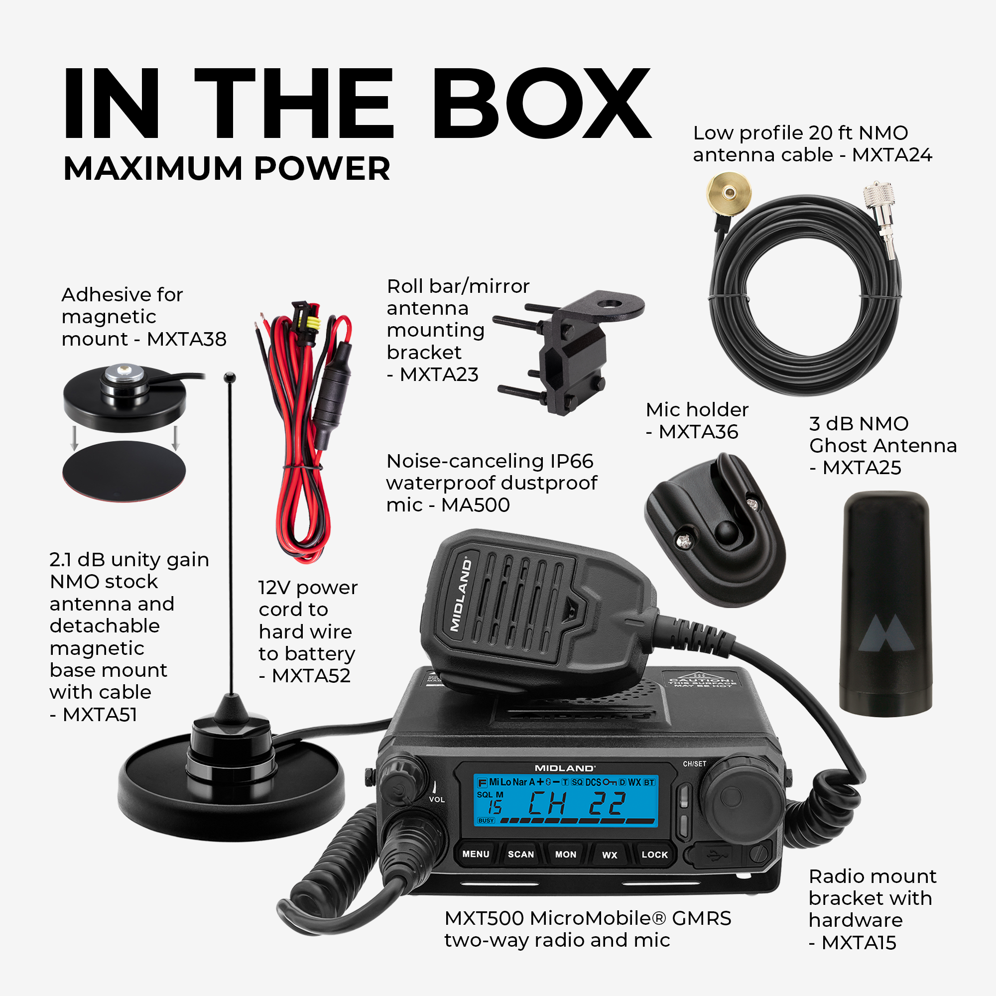 MicroMobile® 50 Watt GMRS Two-Way Radio Bundle MXT500AGVP3 - Long Range Communication for Farming, Hunting & Outdoor Adventures