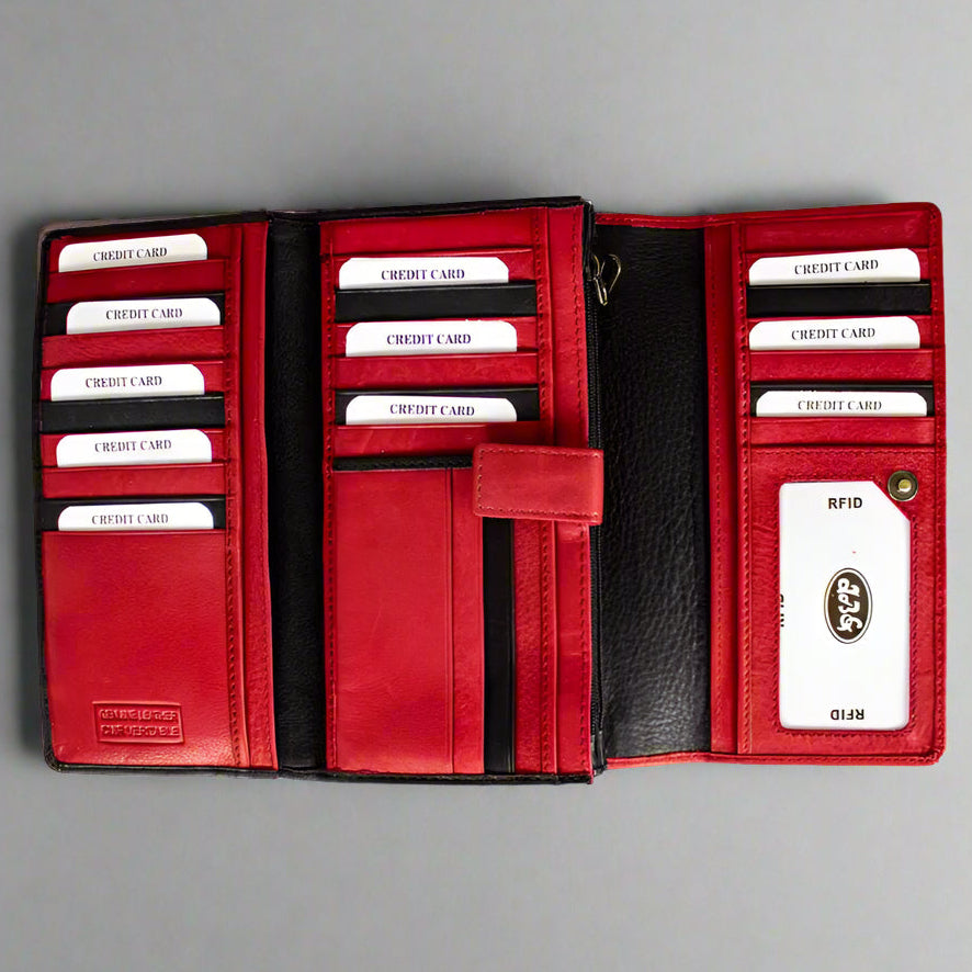 Premium Women's RFID Blocking Leather Wallet - Slim Trifold Design with Multiple Card Slots & ID Window - Perfect for Travel, Work, and Everyday Use